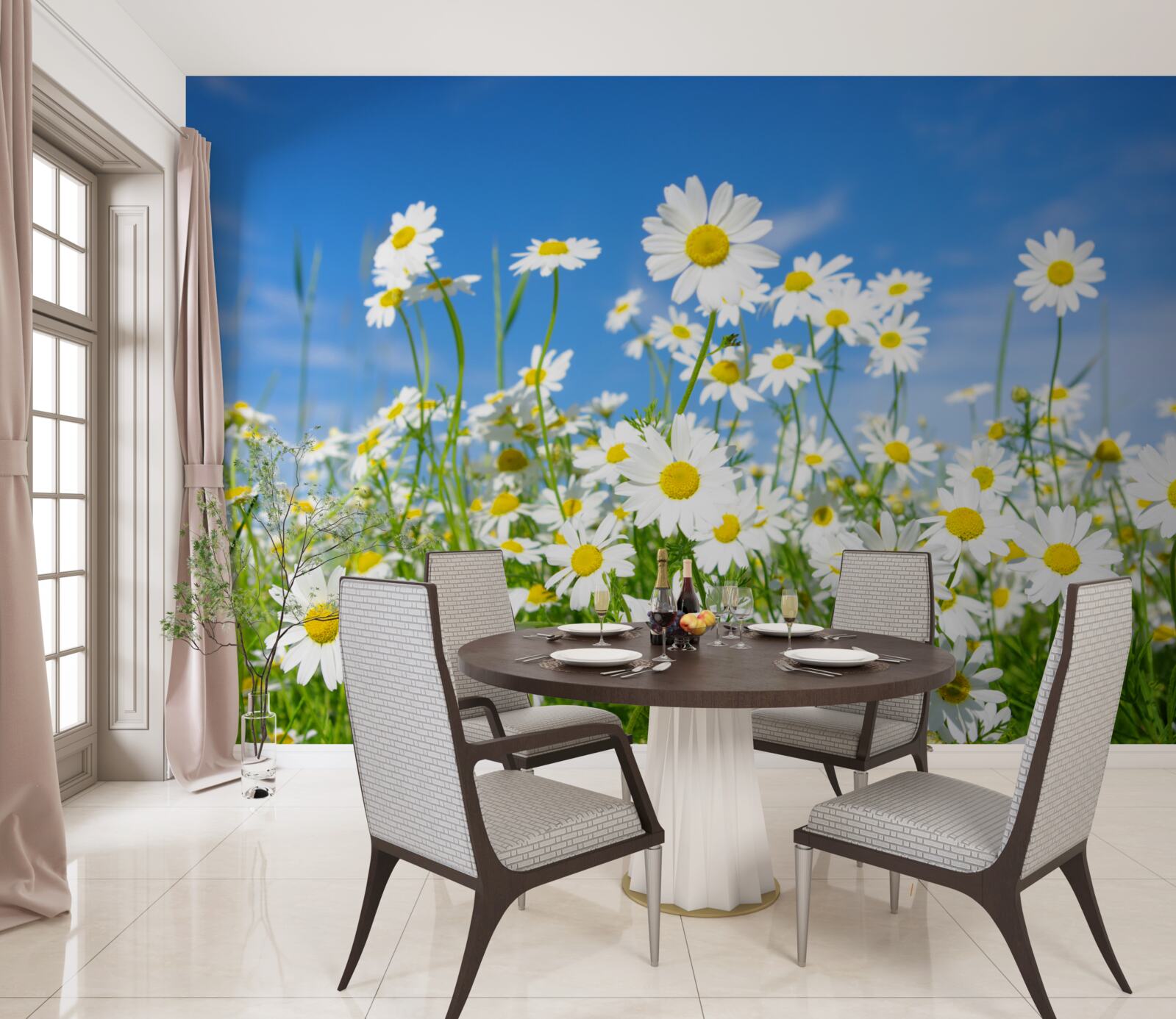 Фотошпалери ромашка на лузі в літній день