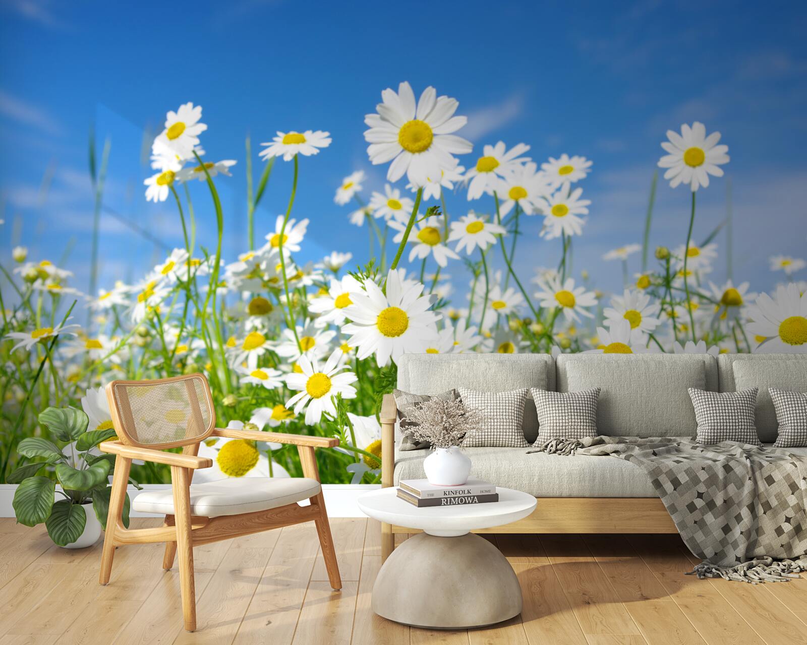 Фотошпалери ромашка на лузі в літній день