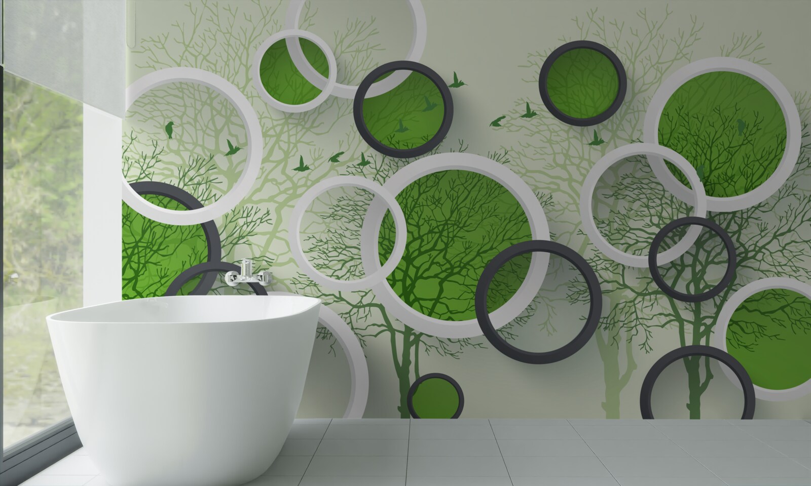 Фотошпалери колеса пофарбовані в колір дерев