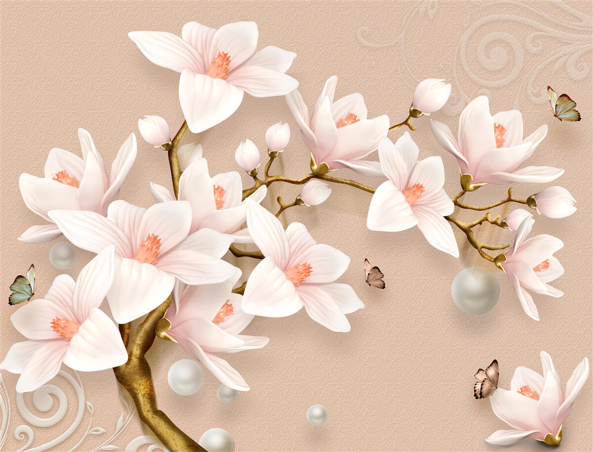 Фотошпалери м'які бутони на рожевій основі