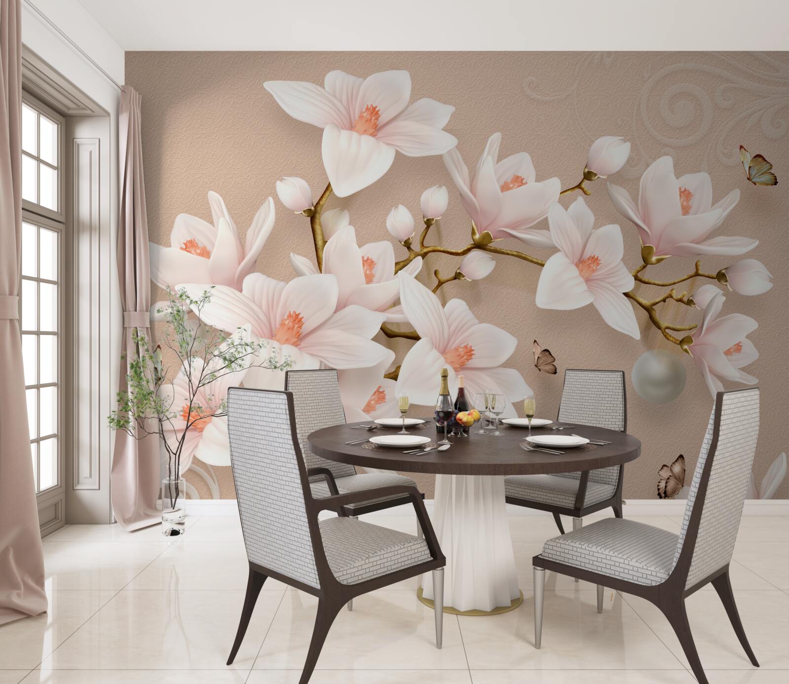 Фотошпалери м'які бутони на рожевій основі