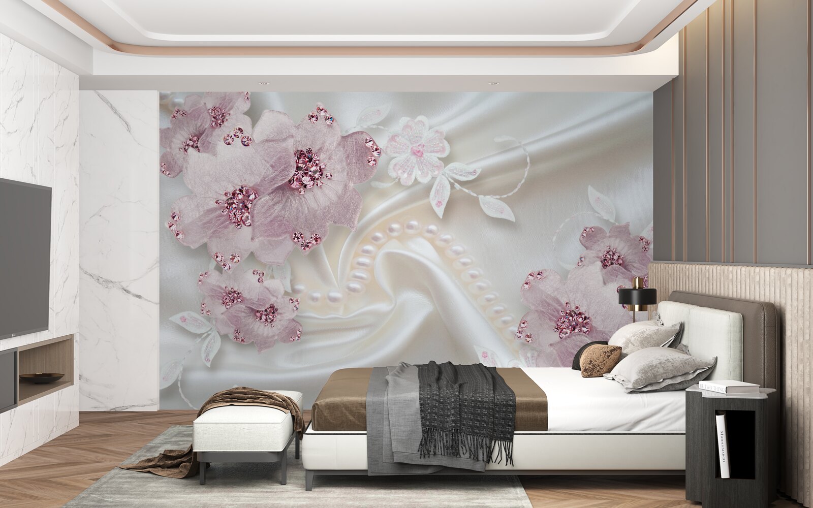 Фотошпалери м'які фіолетові текстильні ворсинки на шовку