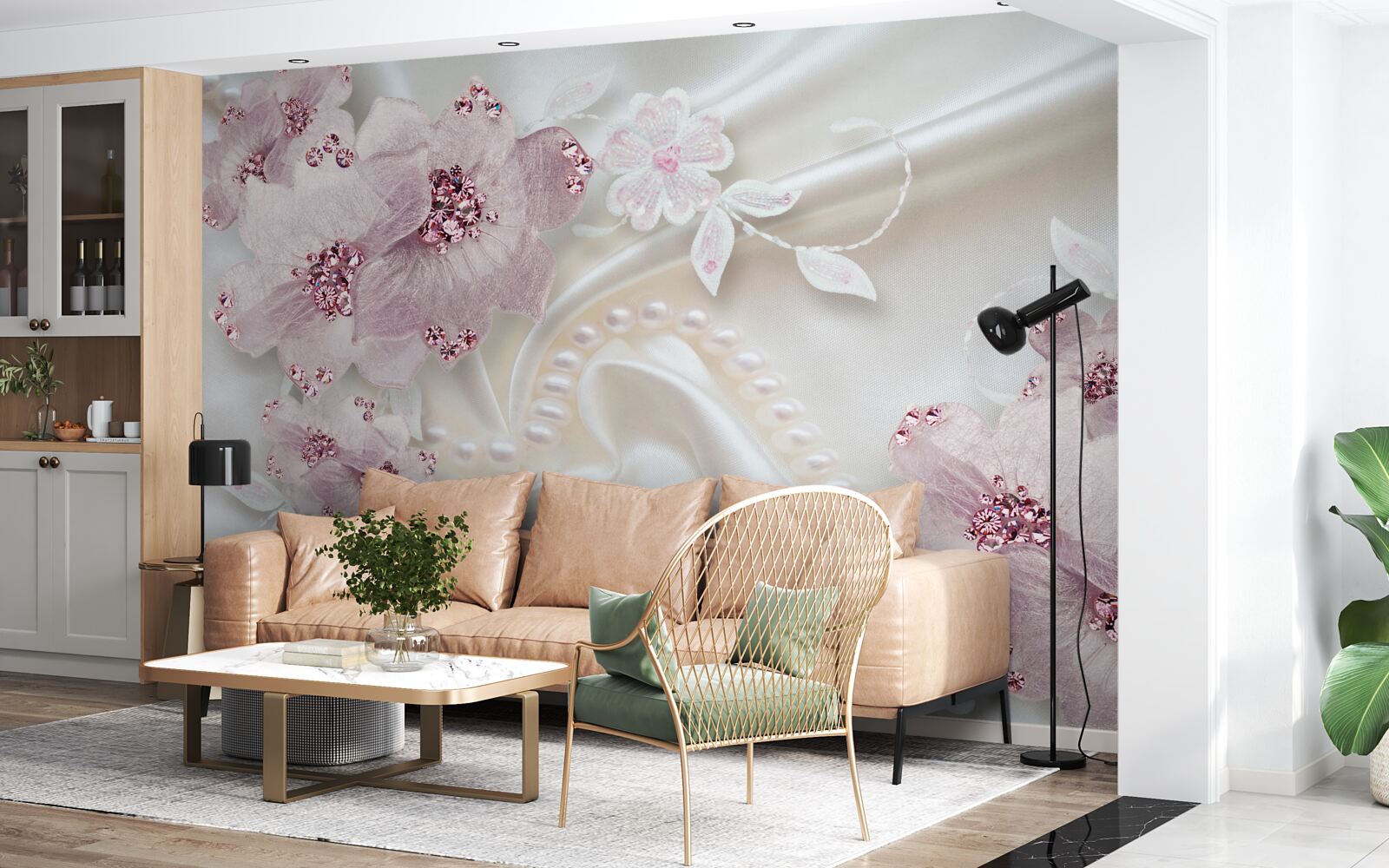 Фотошпалери м'які фіолетові текстильні ворсинки на шовку