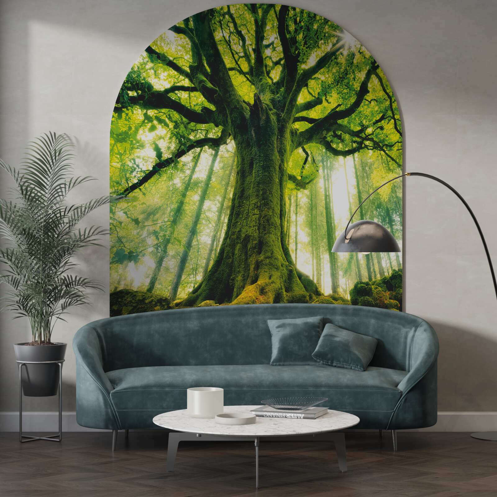 Фотошпалери дерево життя в ранковому лісі