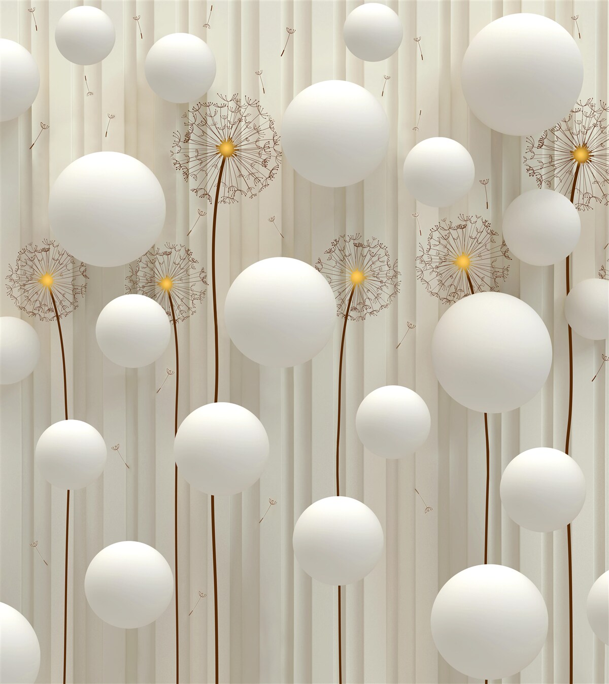 Фотошпалери кульбаба та білі кульки, що злітають у небо