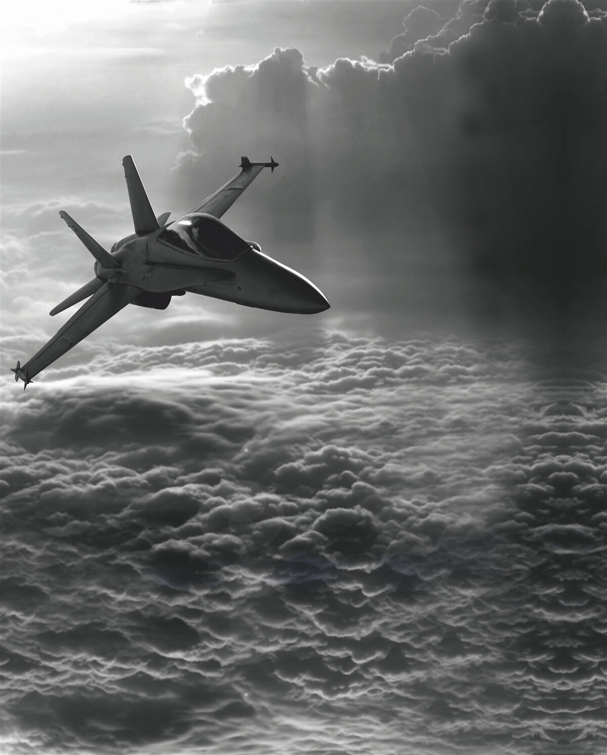 Фотошпалери винищувач серед хмар