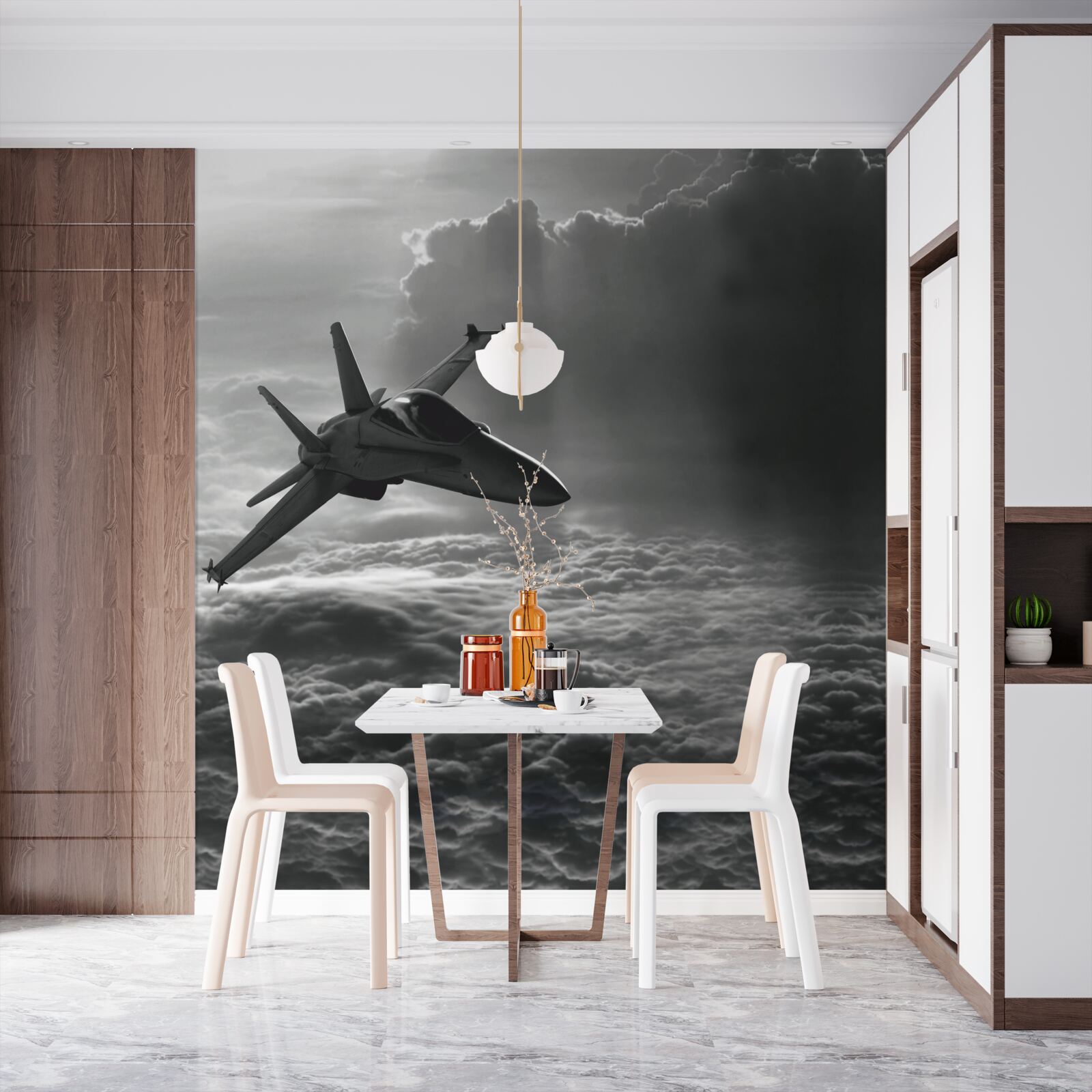 Фотошпалери винищувач серед хмар