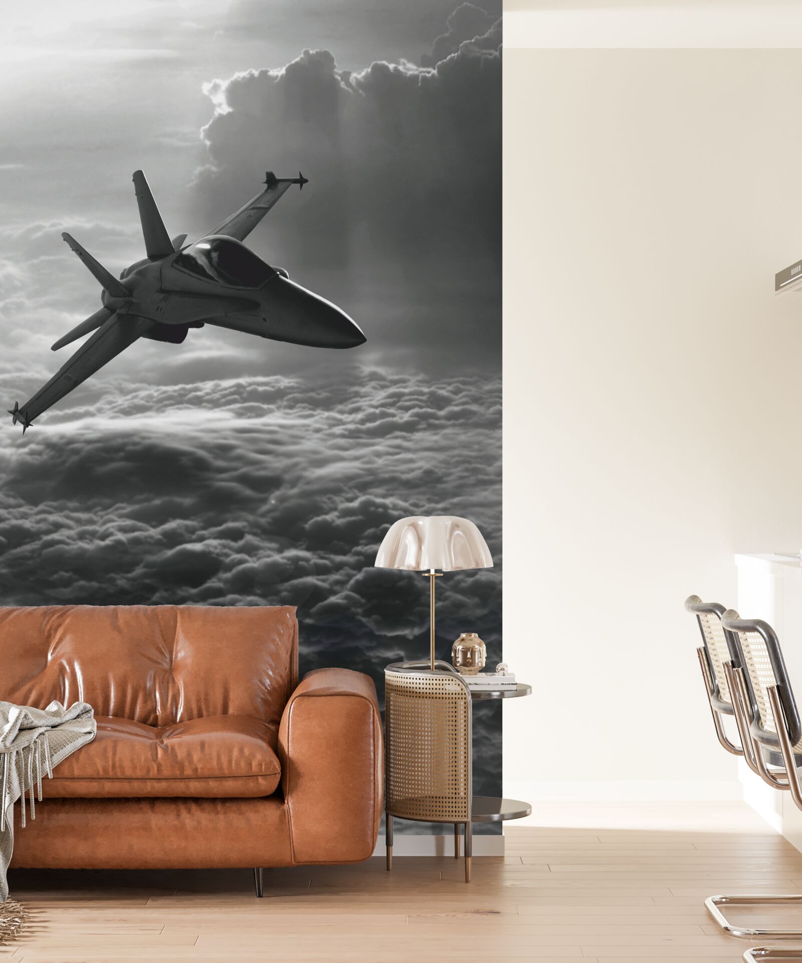 Фотошпалери винищувач серед хмар