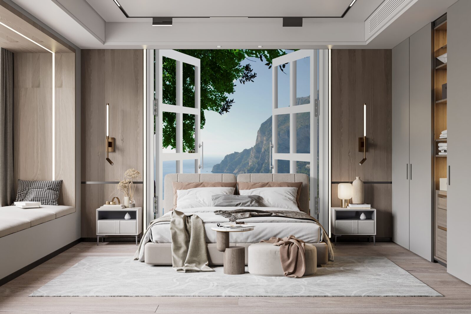 Фотошпалери балкон з видом на мальовничу місцевість