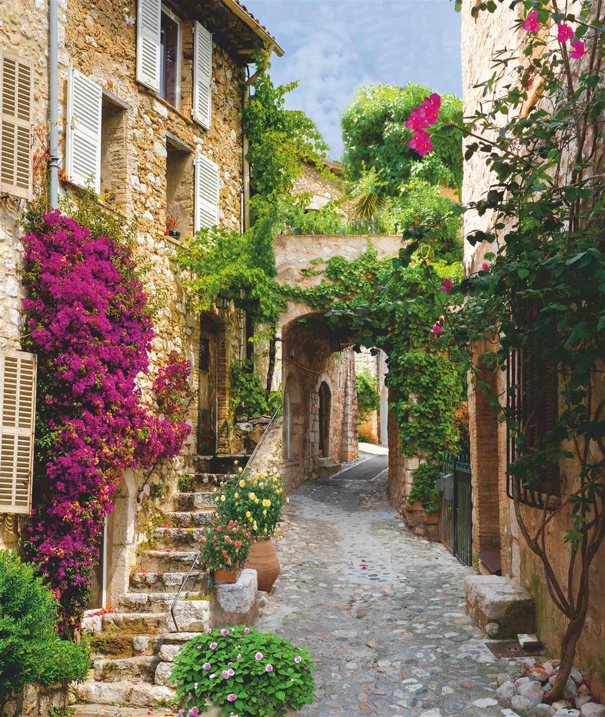 Фотошпалери Стара вулиця оживає в квітучому плющі