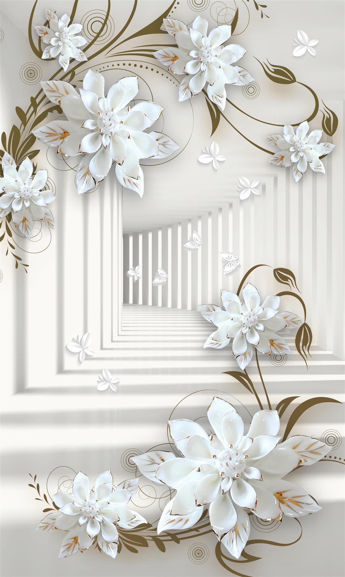 Фотошпалери нескінченний коридор і блідий лотос