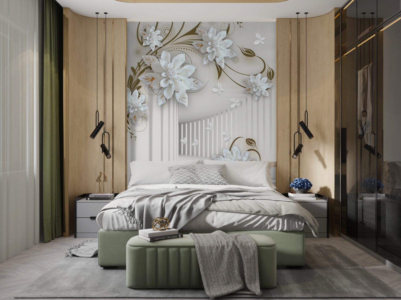 Фотошпалери нескінченний коридор і блідий лотос