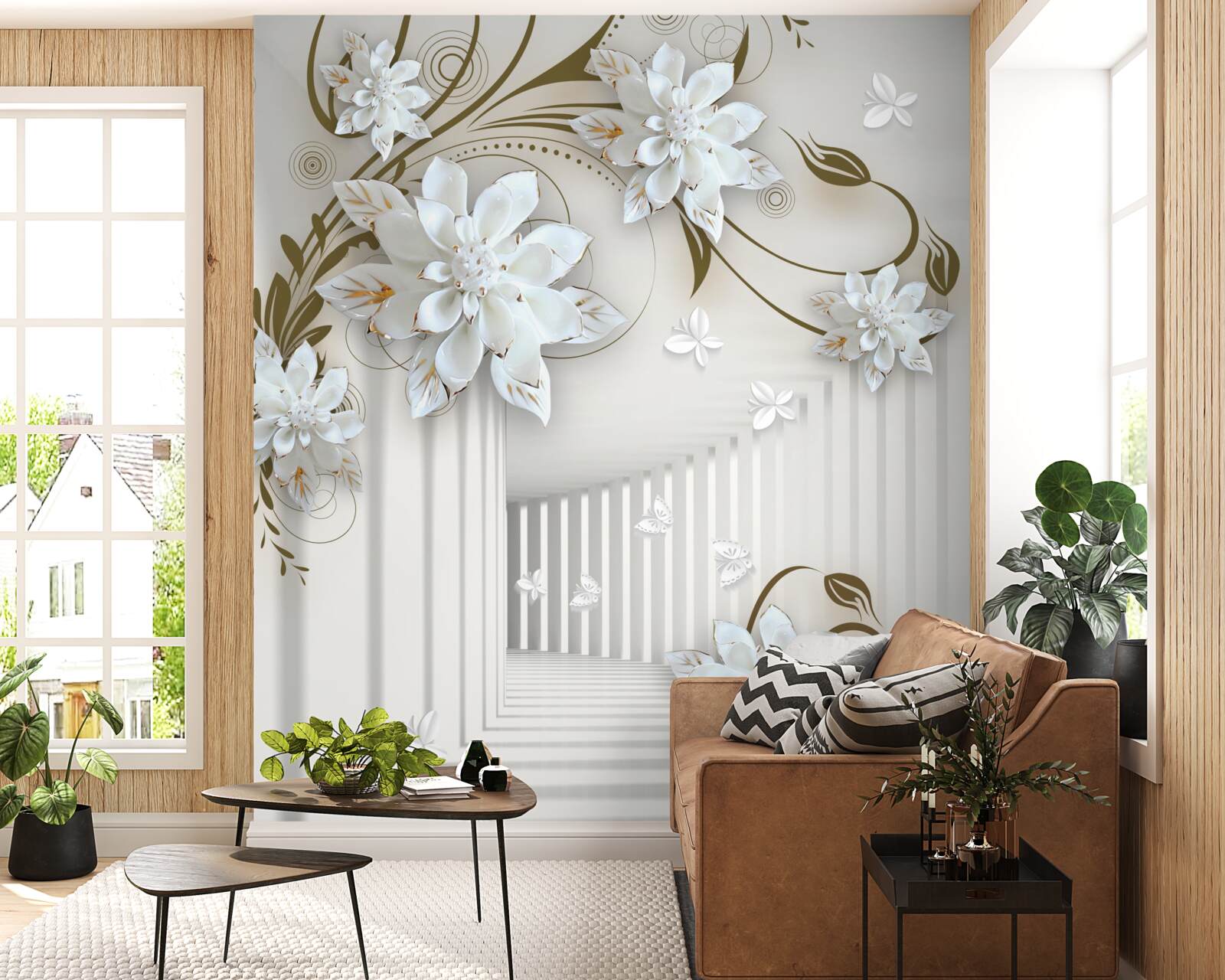 Фотошпалери нескінченний коридор і блідий лотос