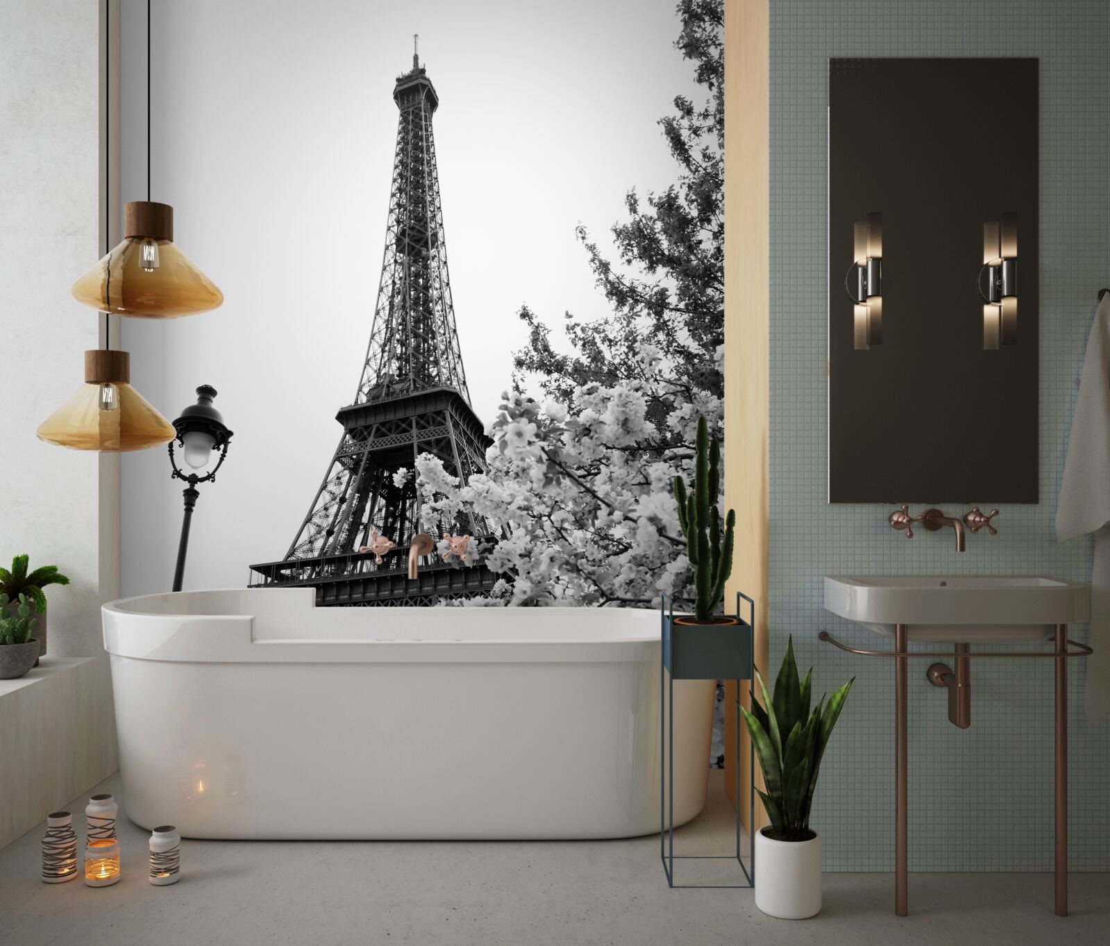 Фотошпалери Ейфелева вежа в чорно-білому кольорі