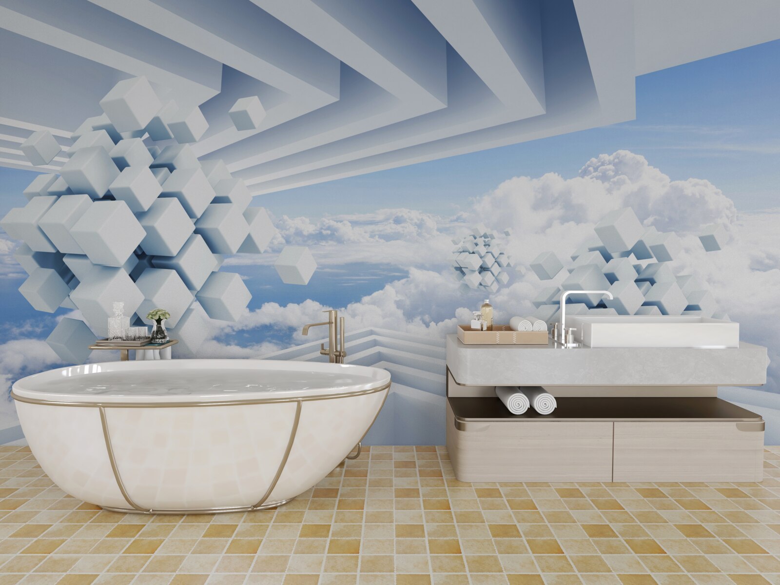 Фотошпалери текстури, що плавають у синяві хмар