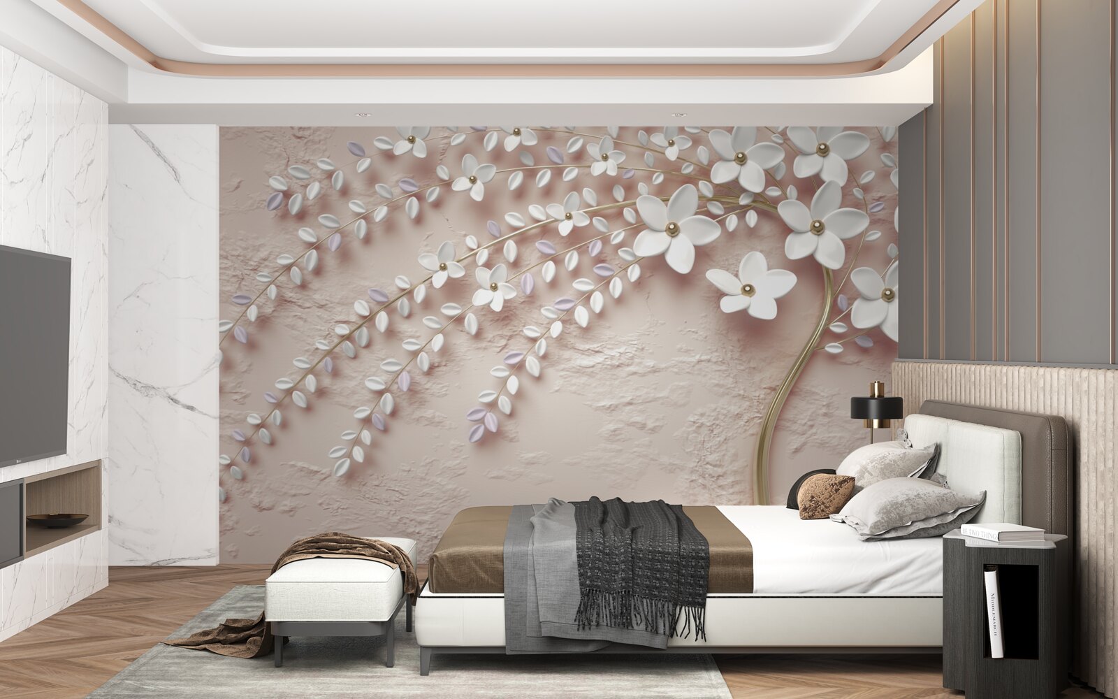 Фотошпалери квітуче дерево з дрібними квітами