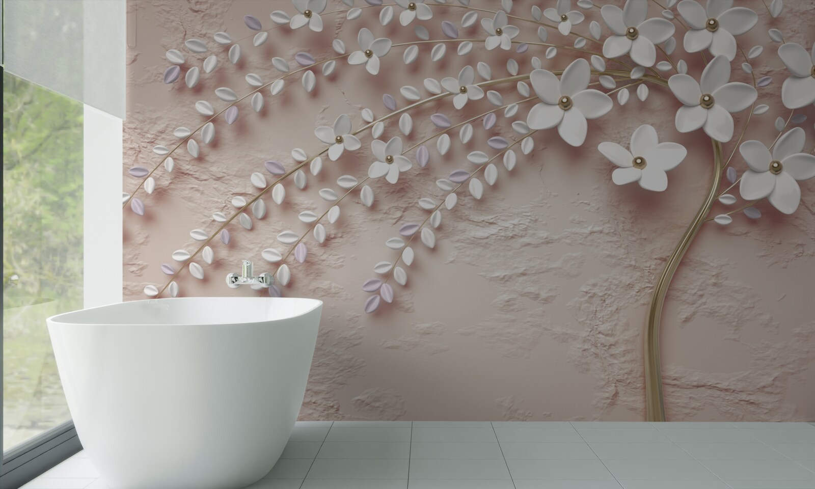 Фотошпалери квітуче дерево з дрібними квітами