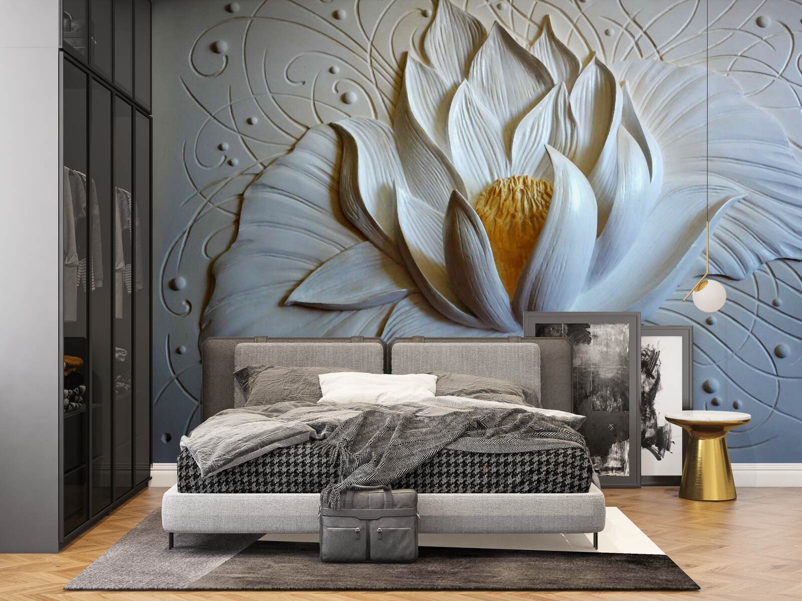 Фотошпалери рельєф білого лотоса