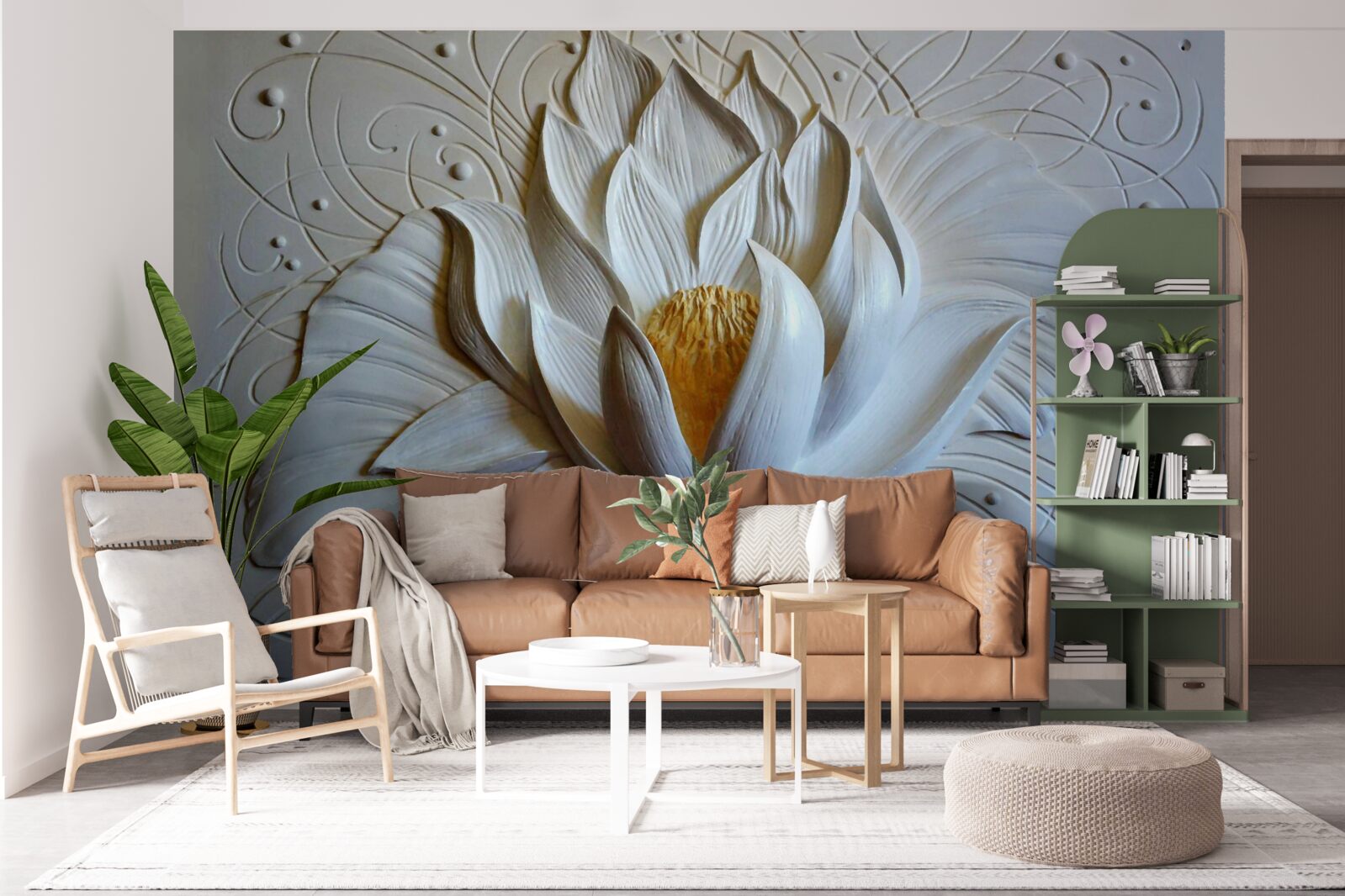 Фотошпалери рельєф білого лотоса