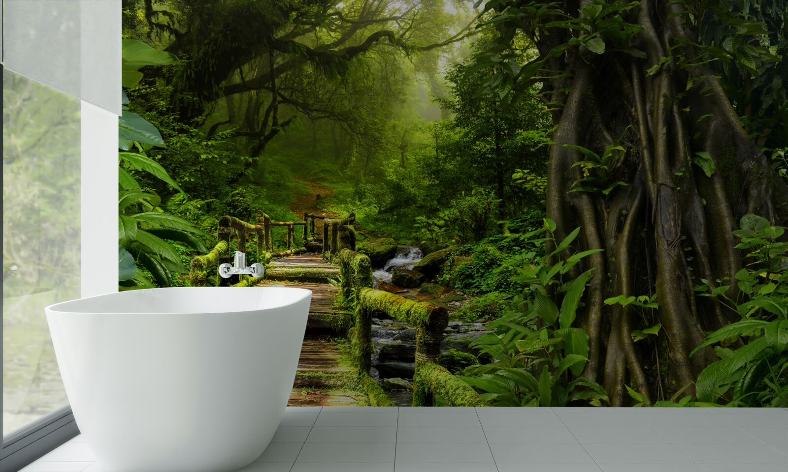 Фотошпалери в азіатських джунглях є водоспад