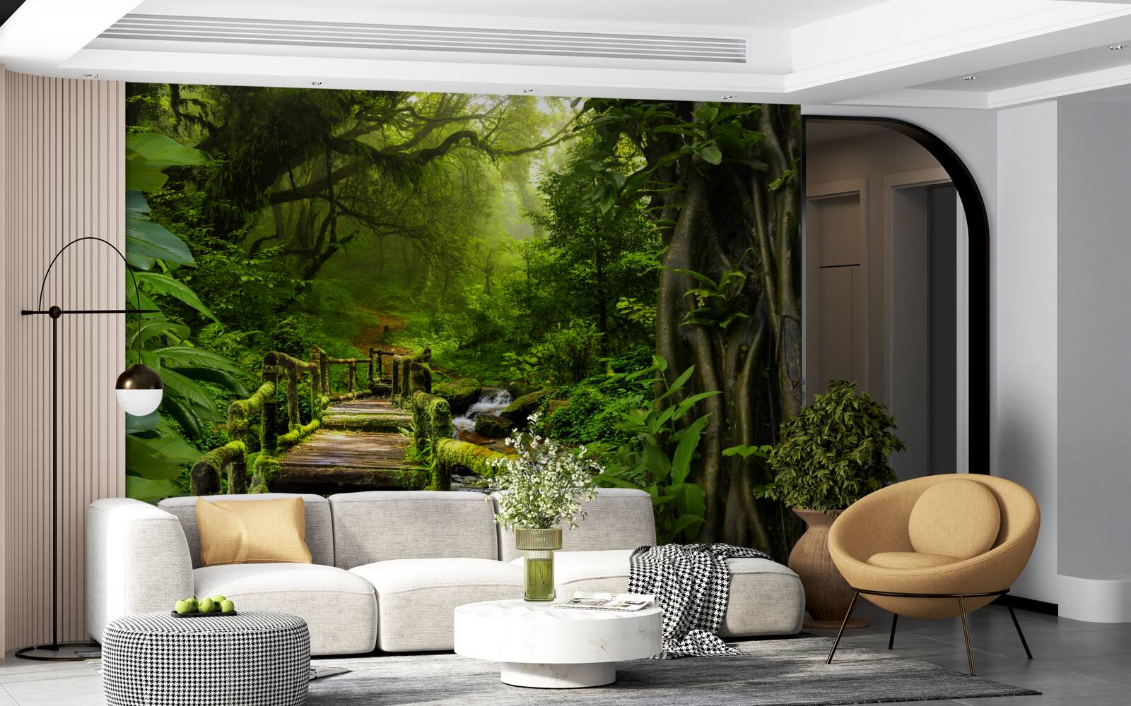 Фотошпалери в азіатських джунглях є водоспад