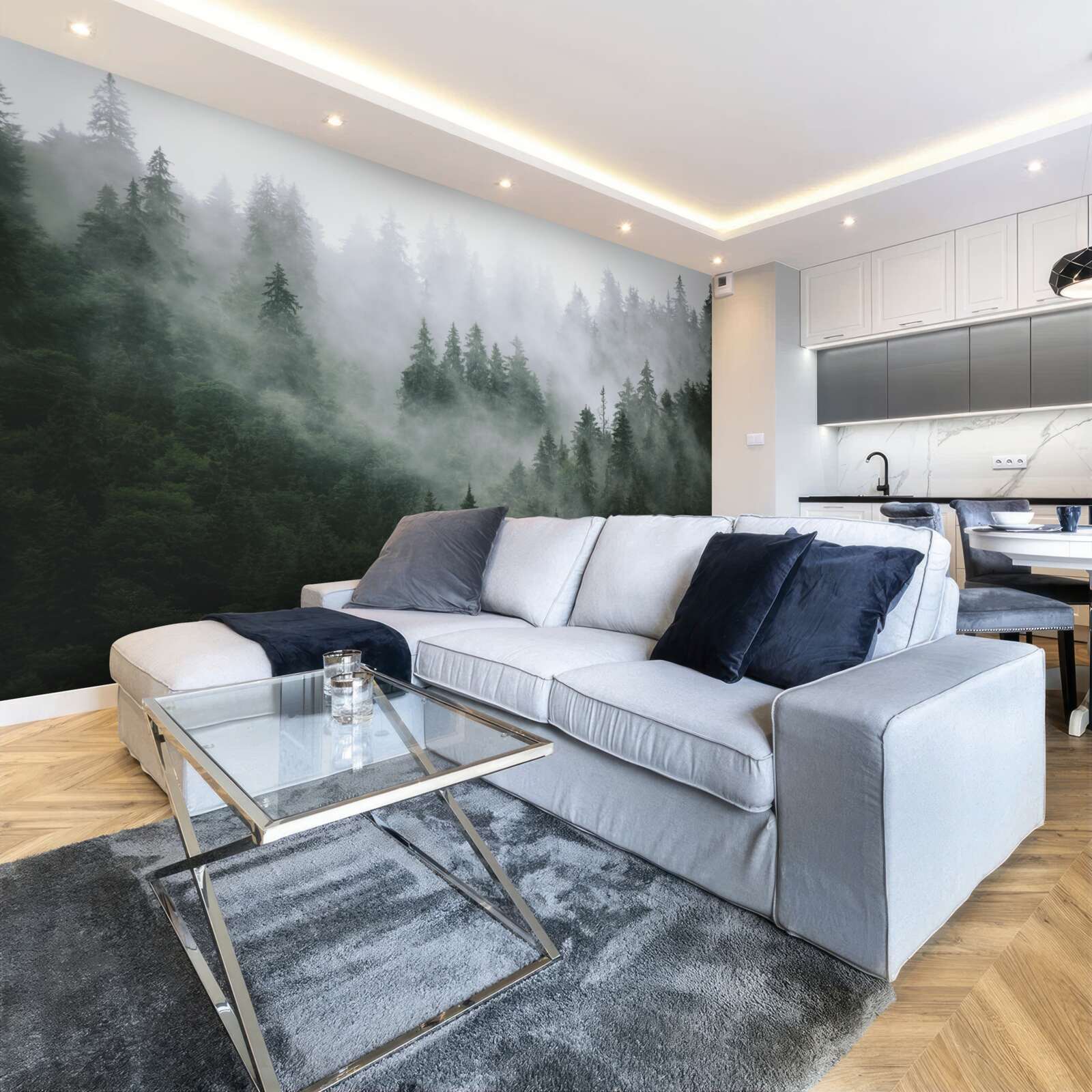 Фотошпалери туманне узлісся хвойного лісу