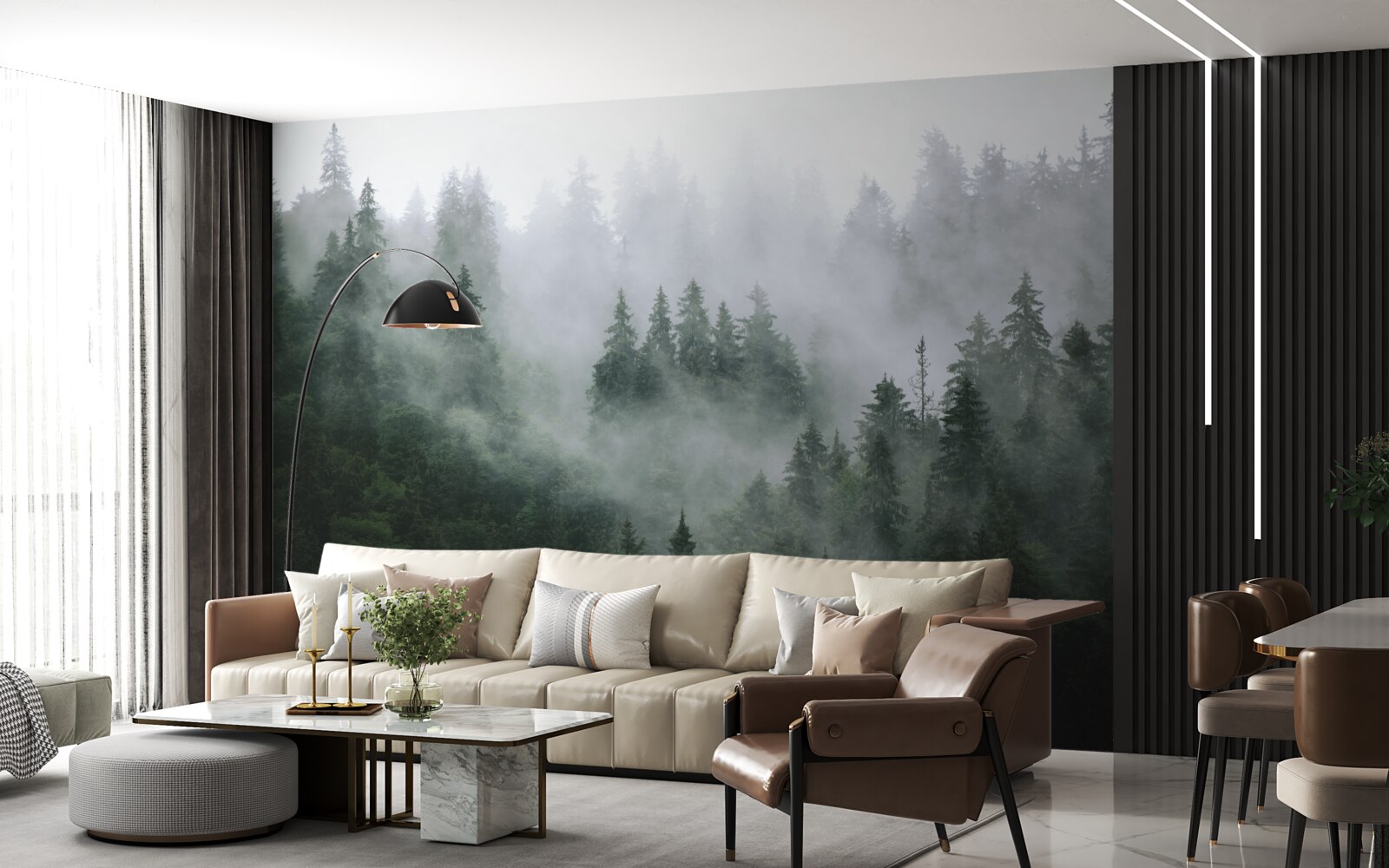 Фотошпалери туманне узлісся хвойного лісу