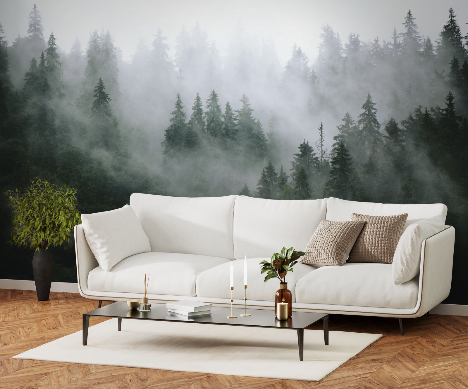 Фотошпалери туманне узлісся хвойного лісу