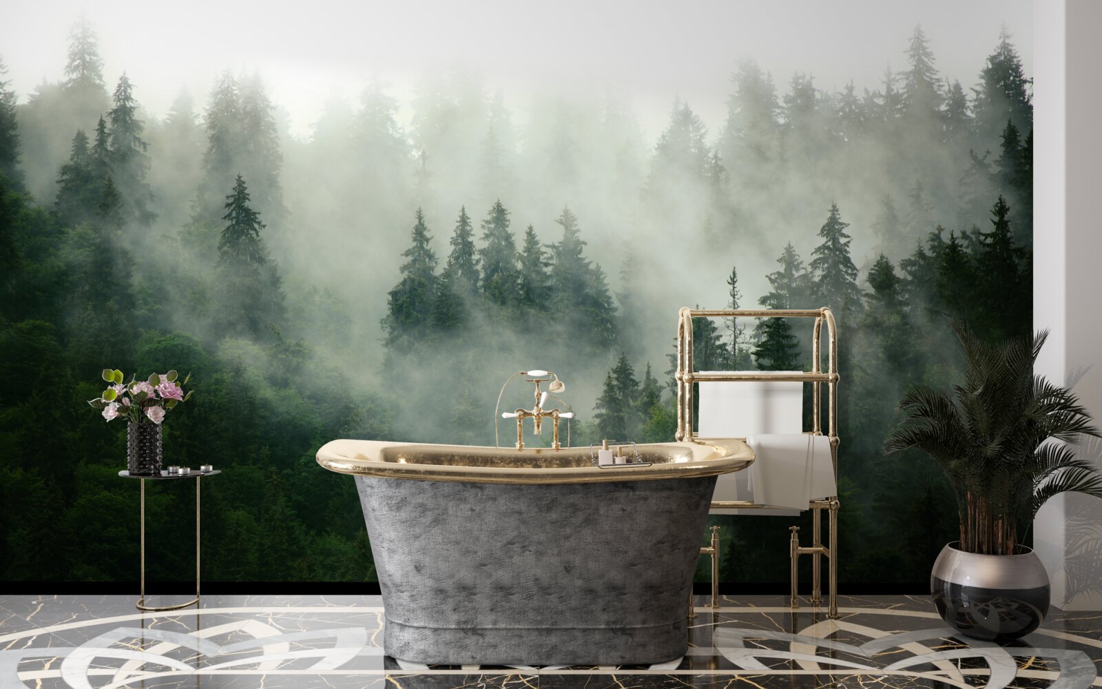 Фотошпалери темрява серед ялин і сосен