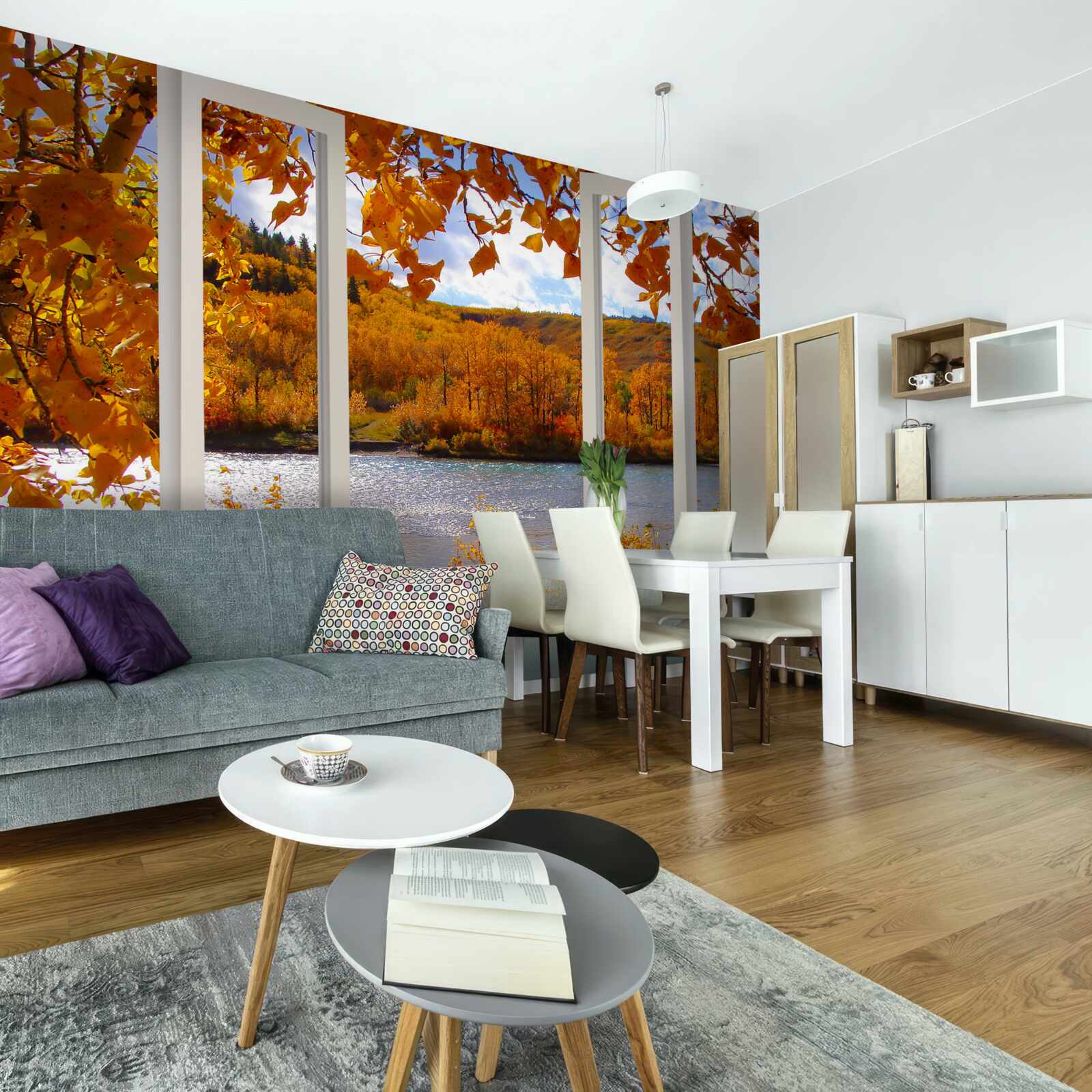 Фотошпалери вид на осінній ліс з вікна