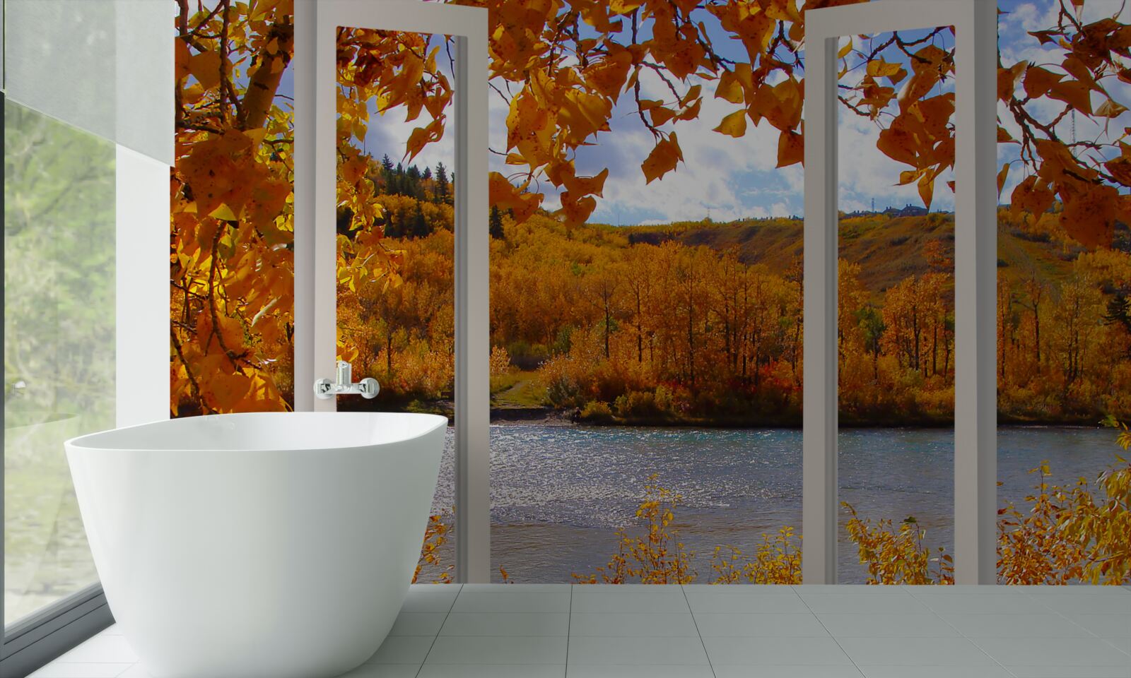 Фотошпалери вид на осінній ліс з вікна