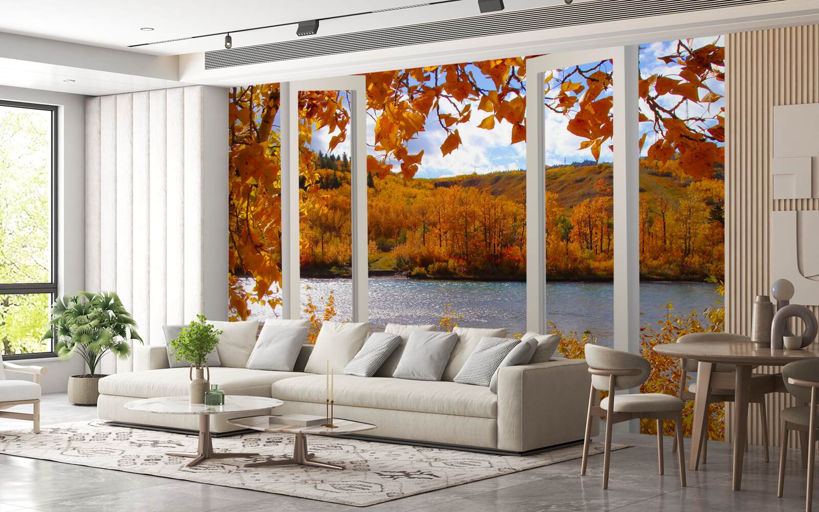 Фотошпалери вид на осінній ліс з вікна