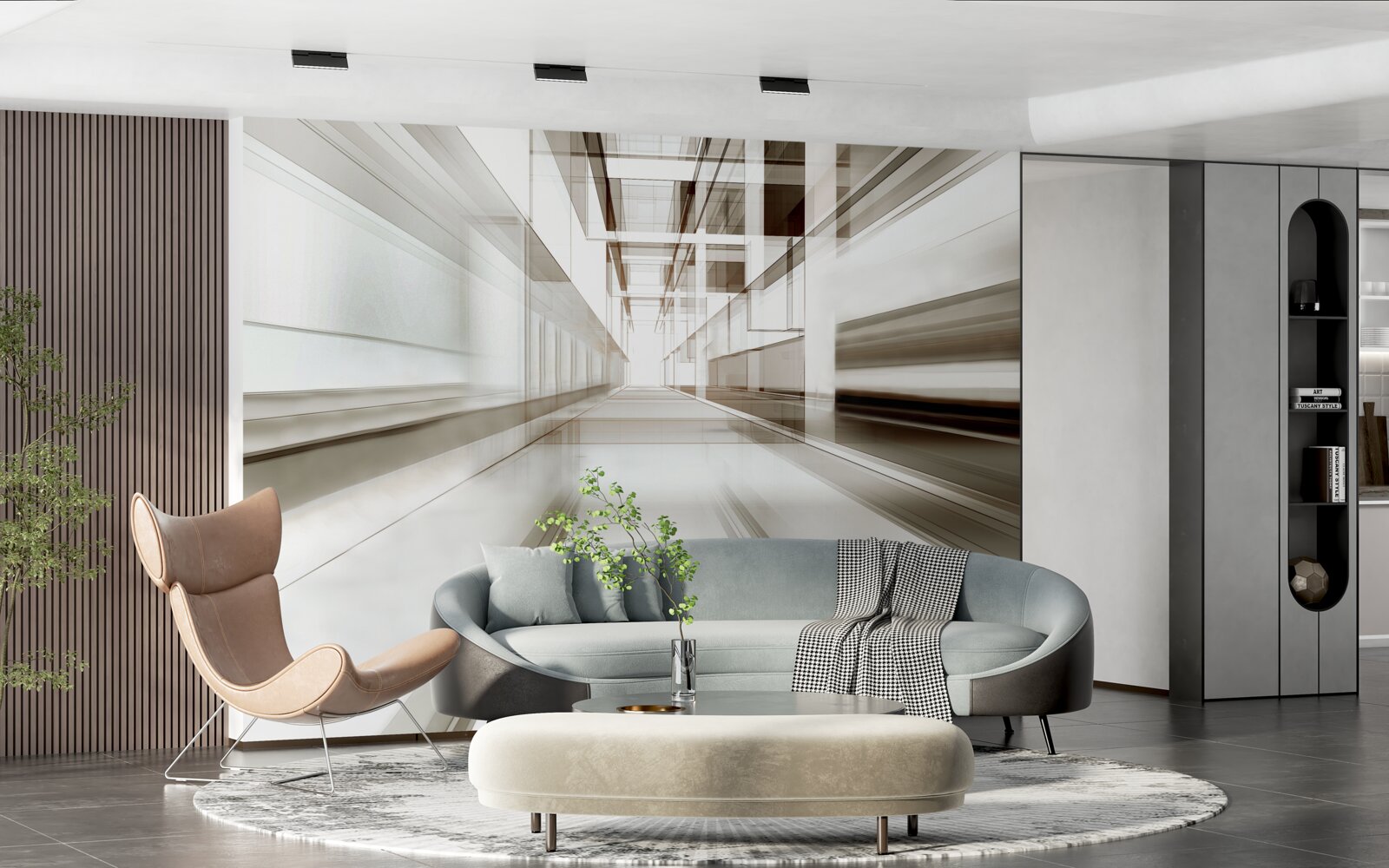 Фотошпалери у майбутньому є світло-сірий тунель