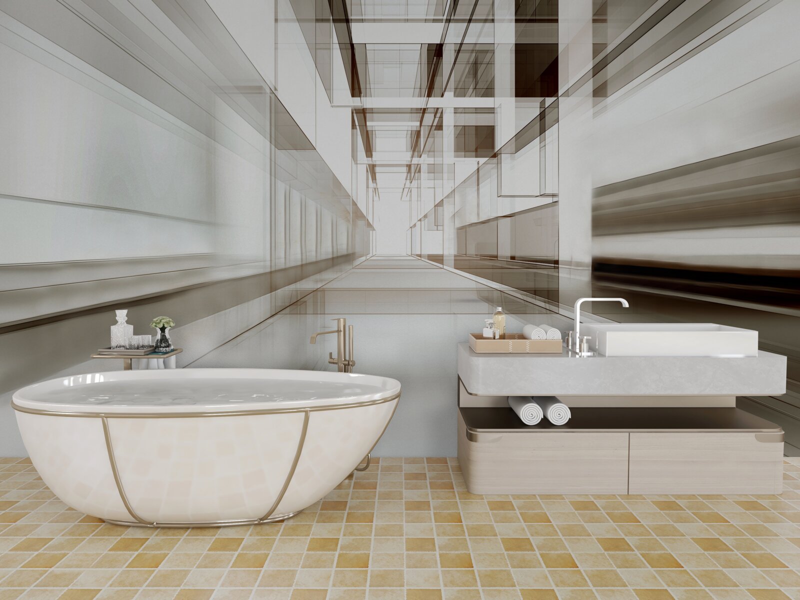 Фотошпалери у майбутньому є світло-сірий тунель