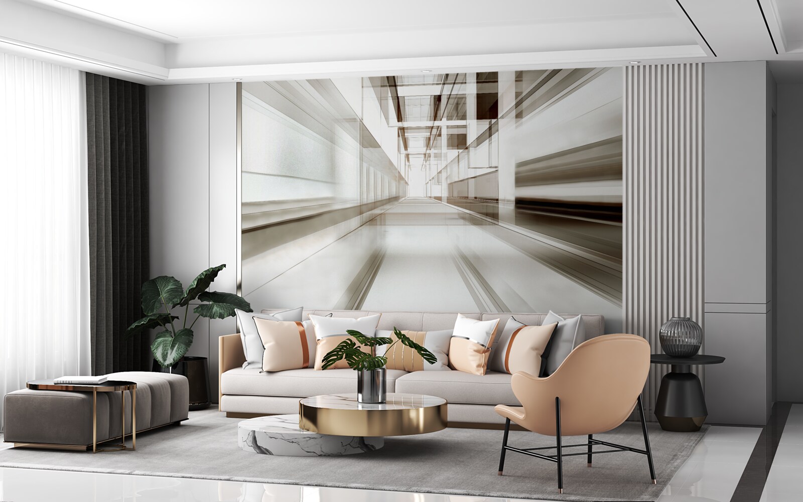 Фотошпалери у майбутньому є світло-сірий тунель