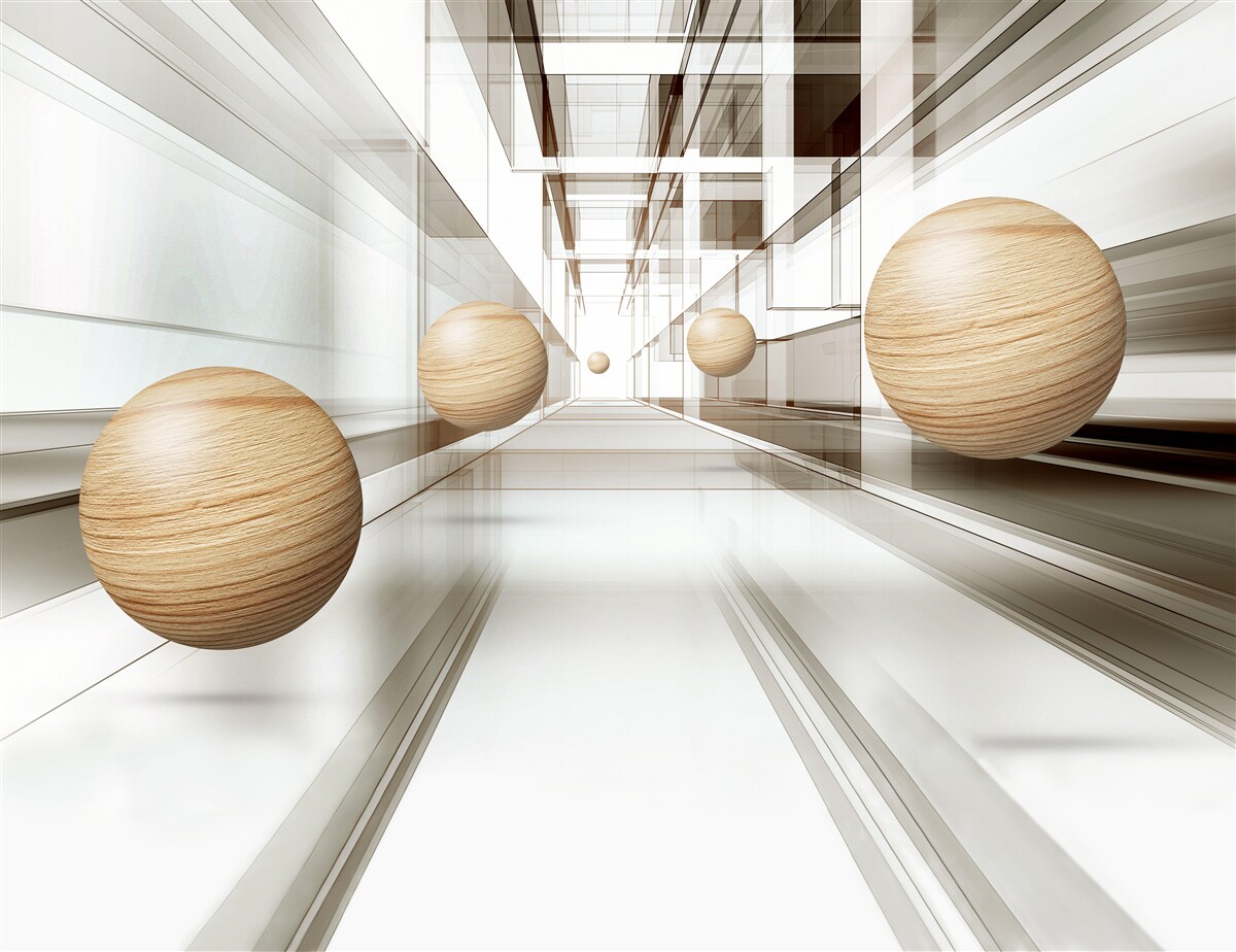 Фотошпалери дерев'яні кульки мчать у нескінченність