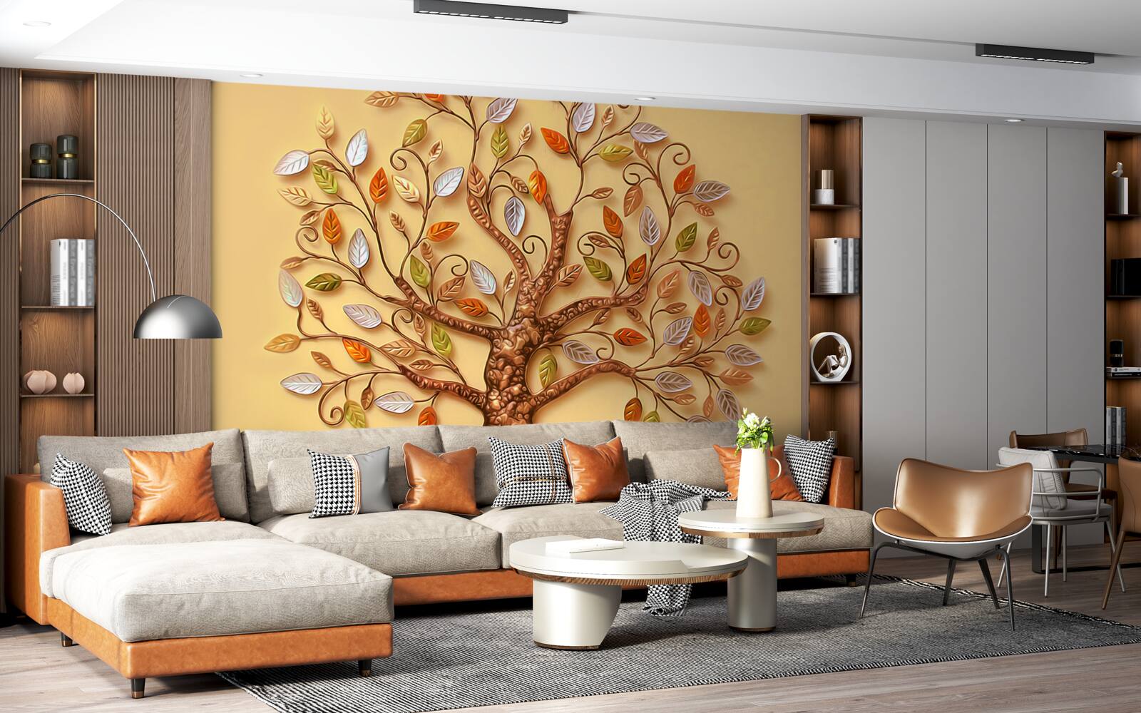 Фотошпалери дерево одягнене в осінню абстракцію з листя