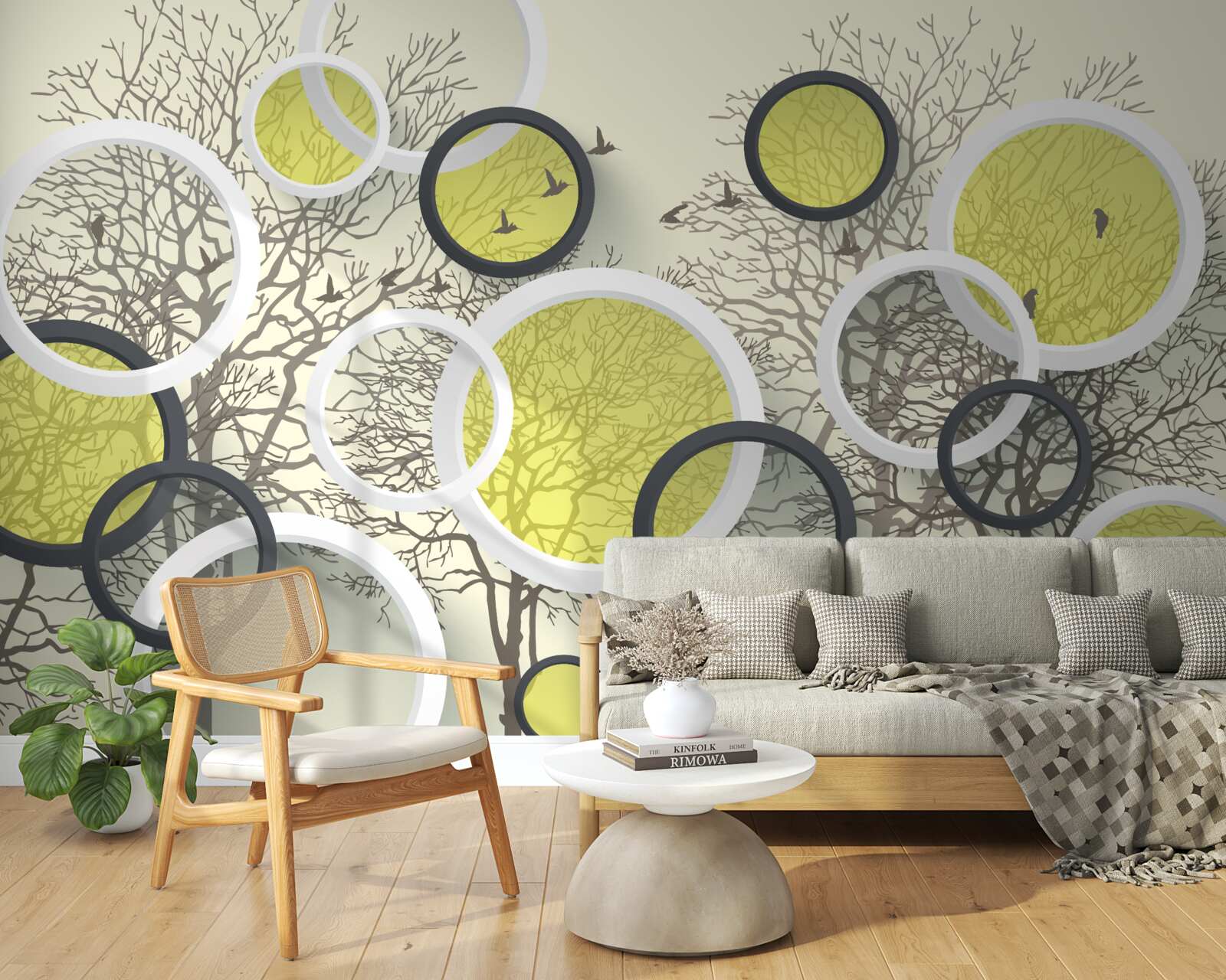 Фотошпалери кола лінз відображають текстуру дерев