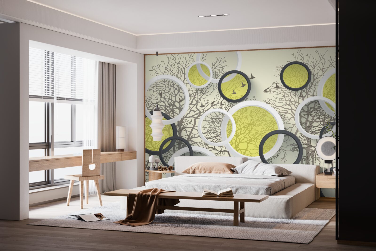 Фотошпалери кола лінз відображають текстуру дерев