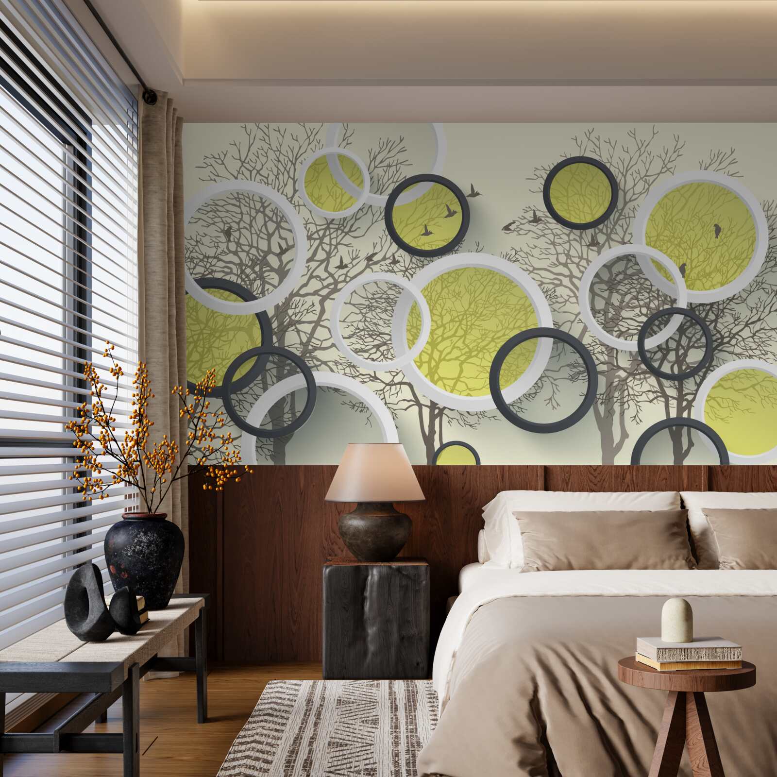 Фотошпалери кола лінз відображають текстуру дерев