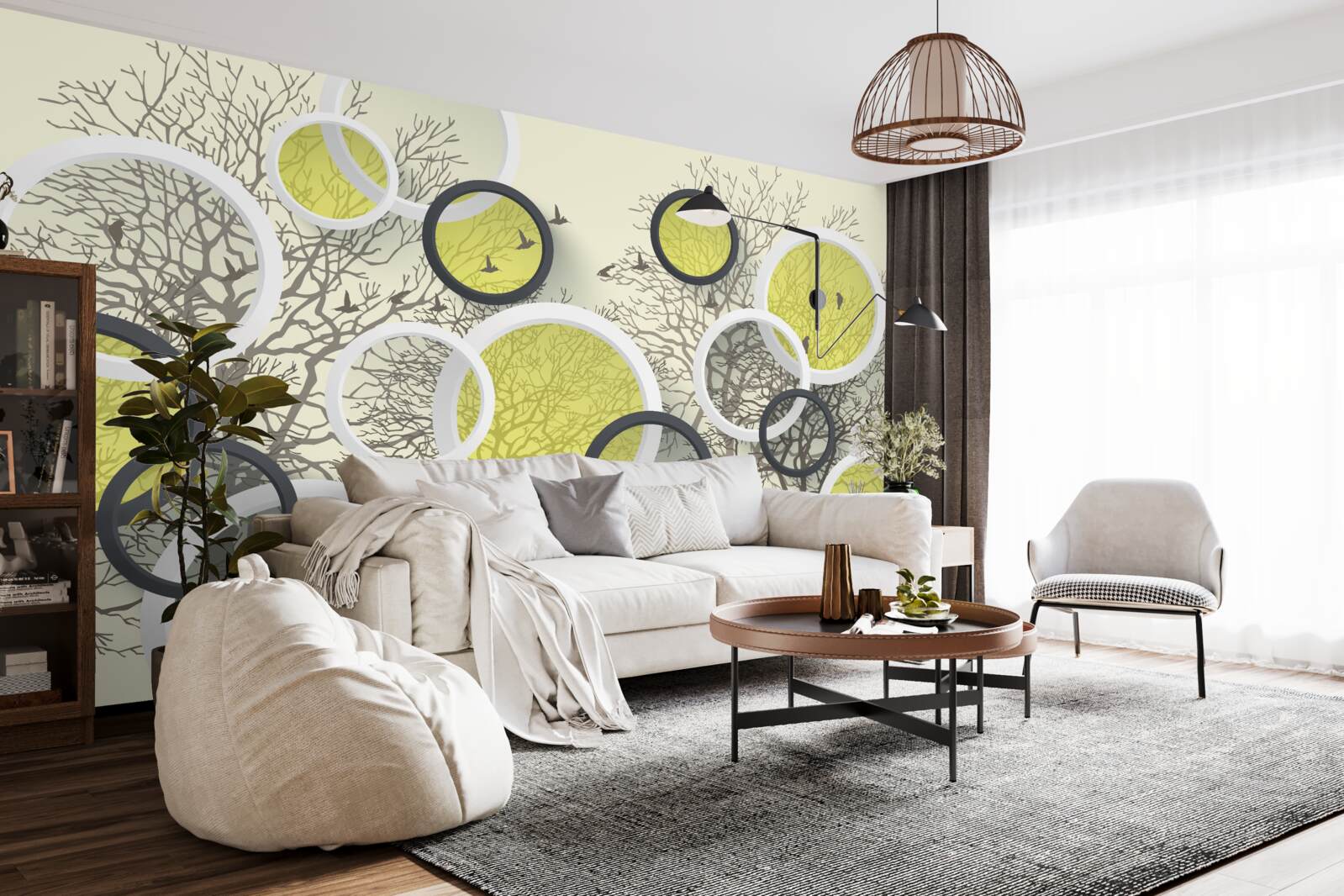 Фотошпалери кола лінз відображають текстуру дерев