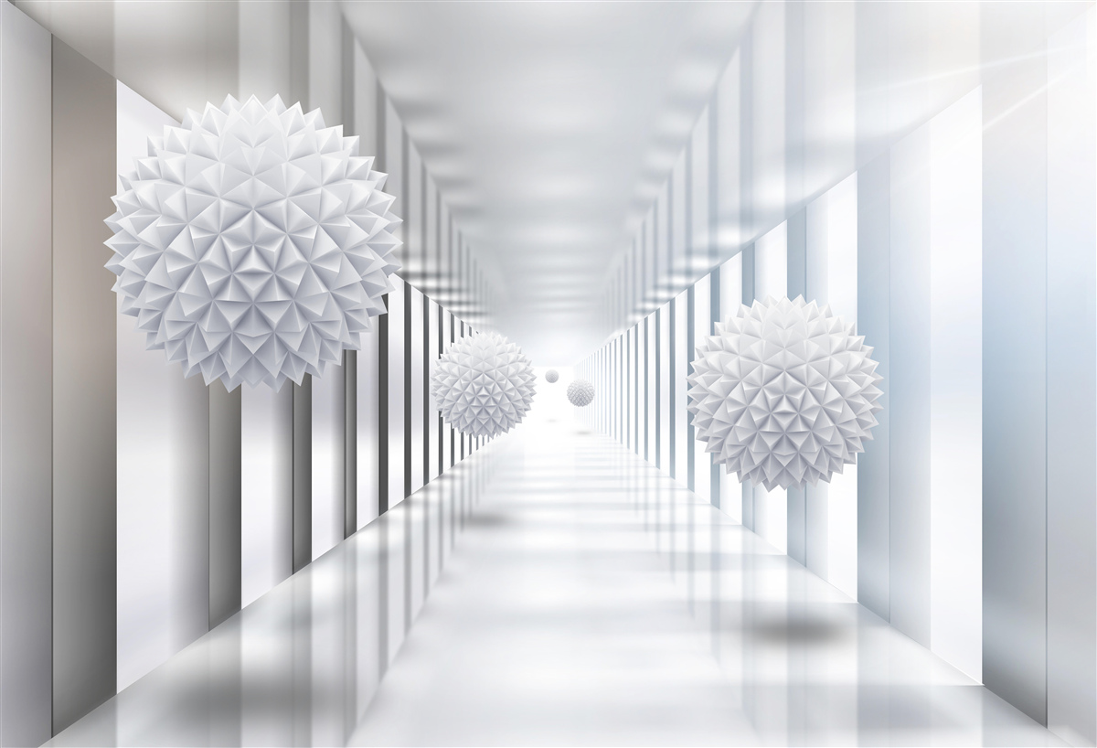 Фотошпалери прямокутний тунель і сфера в глибинній перспективі