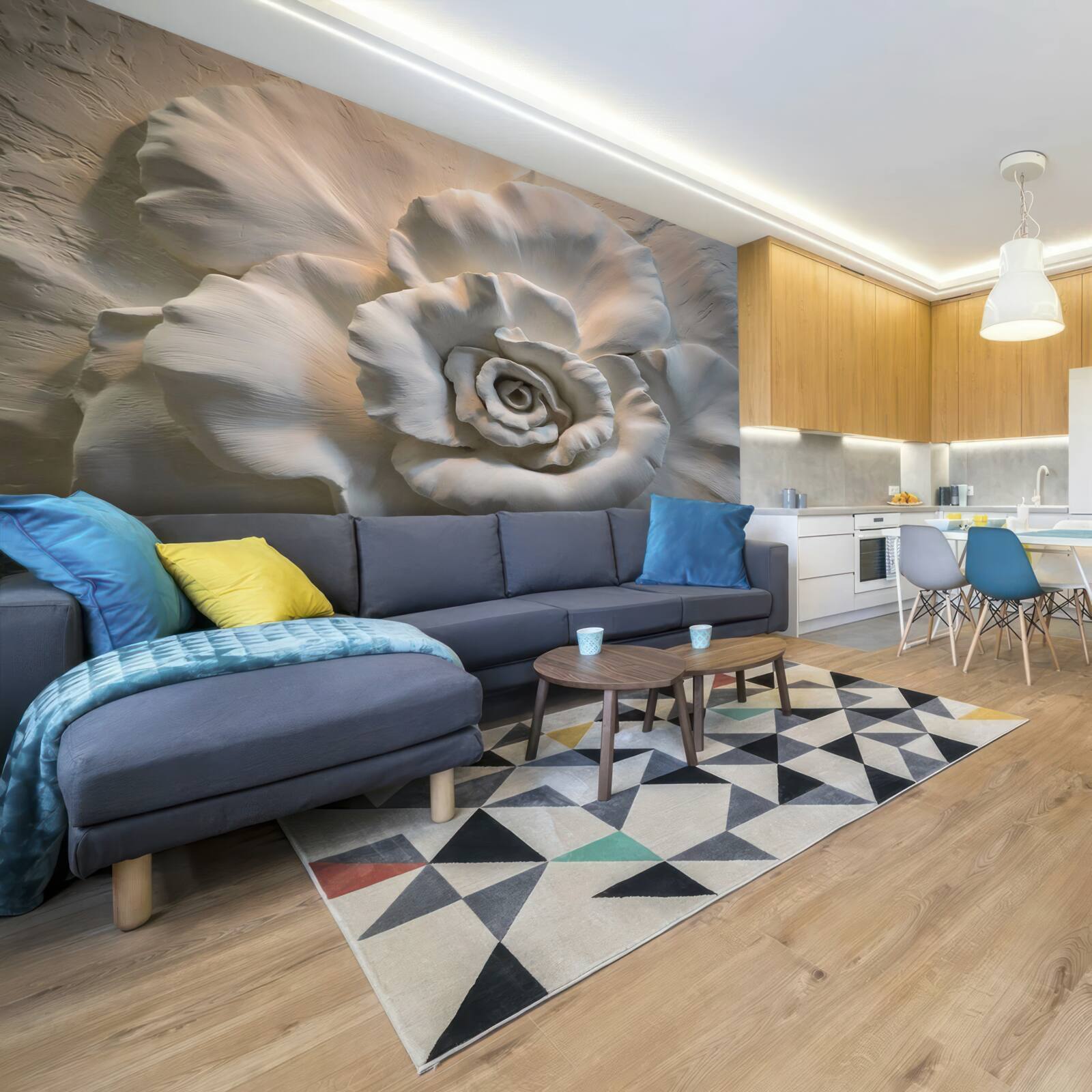 Фотошпалери великий план величезної білої троянди