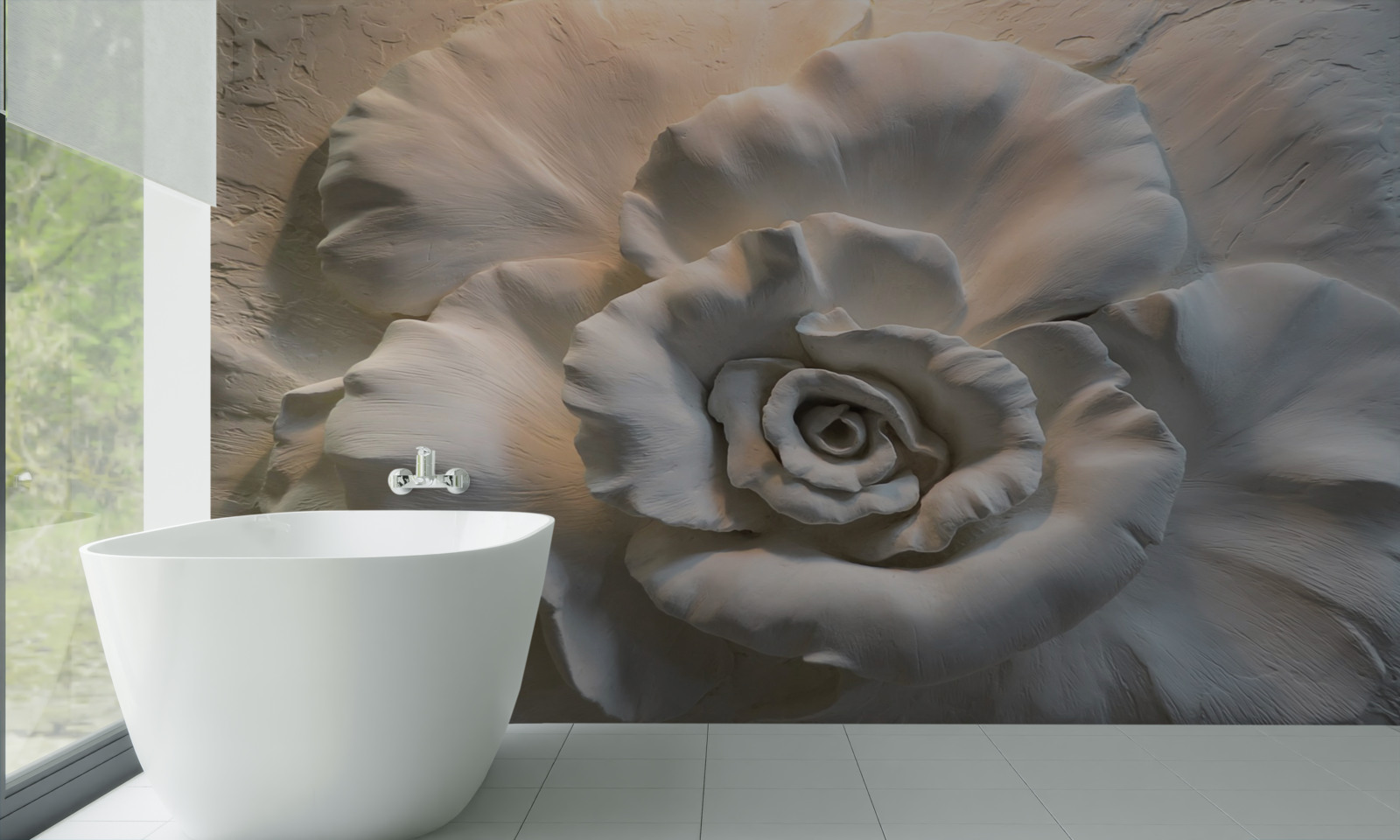 Фотошпалери великий план величезної білої троянди