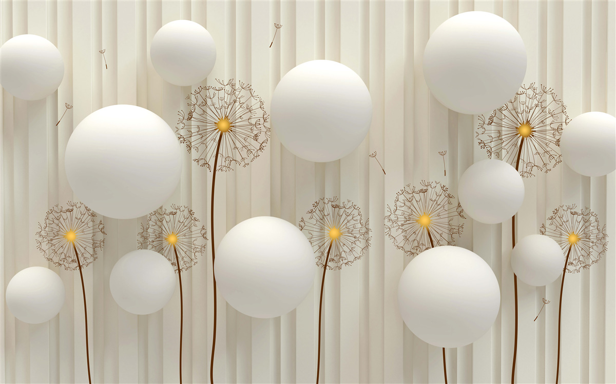 Фотошпалери композиція з білими косулями, прикрашена кульками