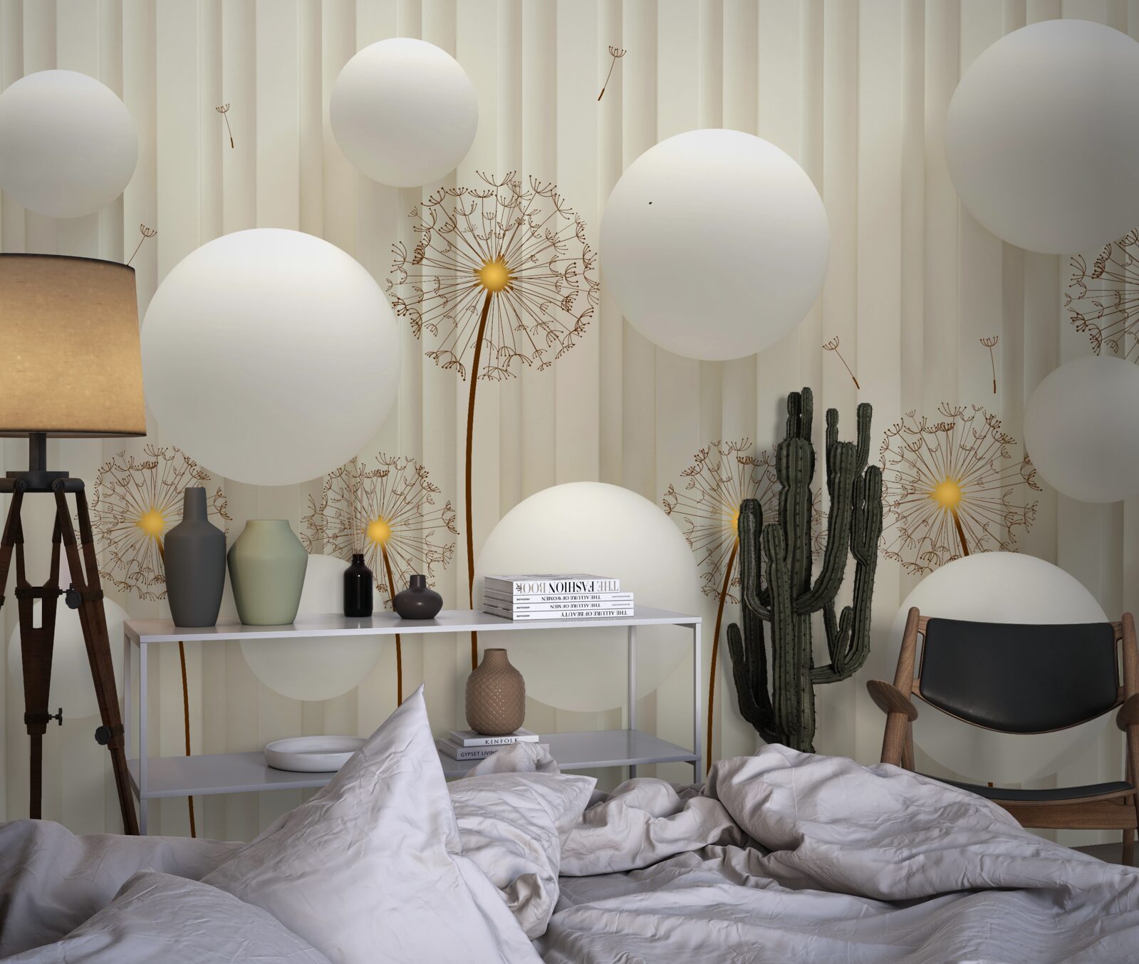 Фотошпалери композиція з білими косулями, прикрашена кульками