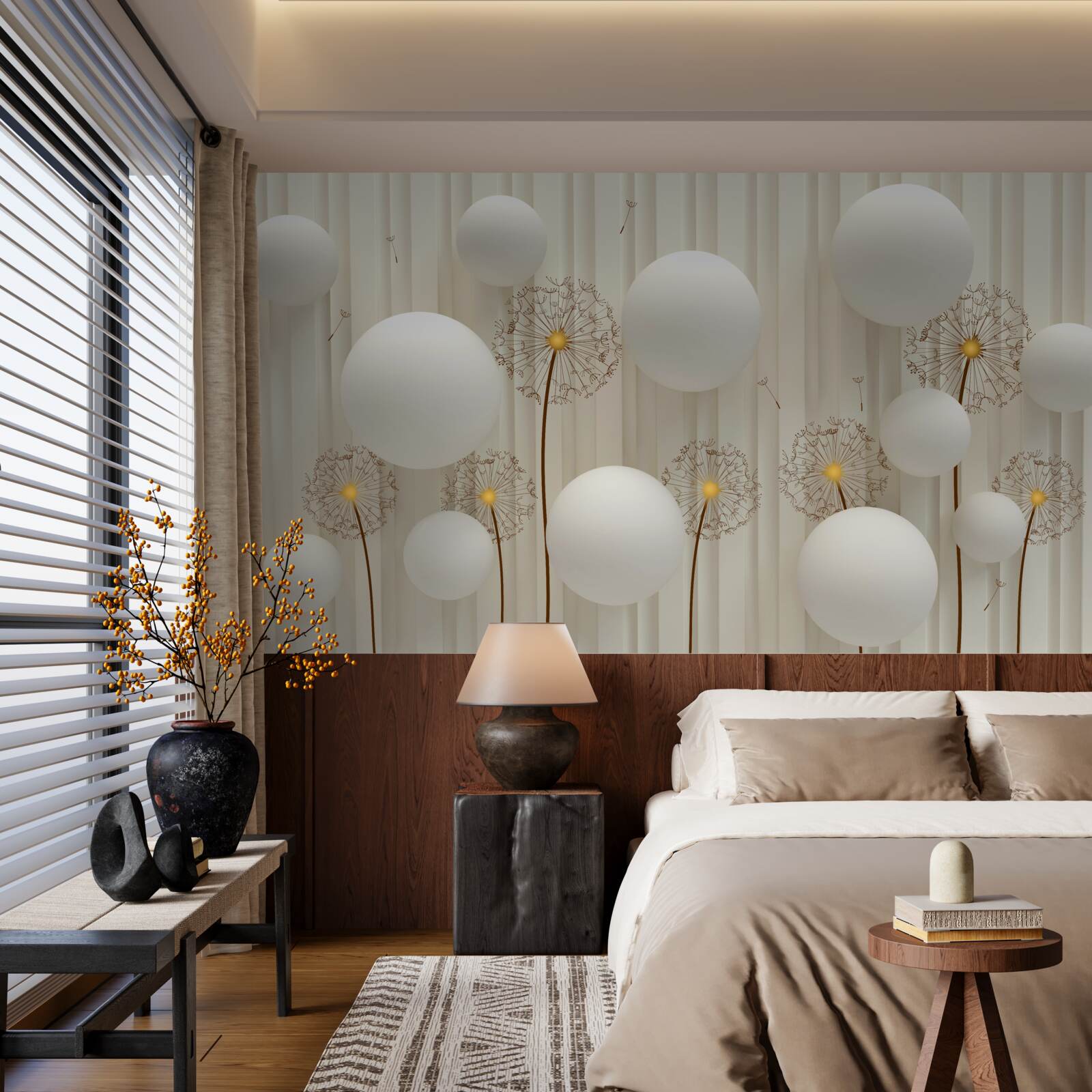 Фотошпалери композиція з білими косулями, прикрашена кульками