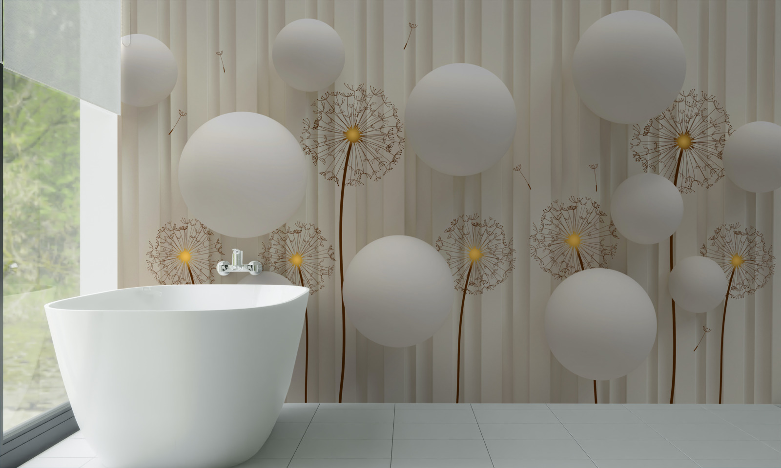 Фотошпалери композиція з білими косулями, прикрашена кульками