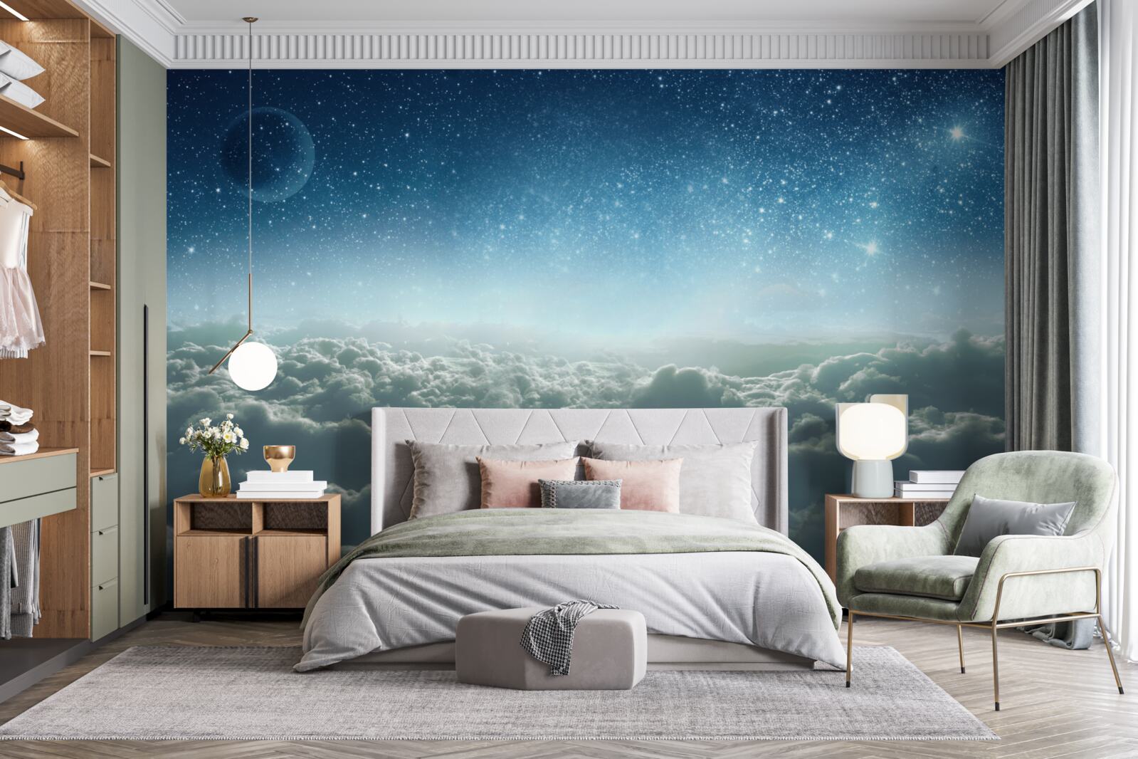 Фотошпалери чарівна хмарна велич зоряної ночі