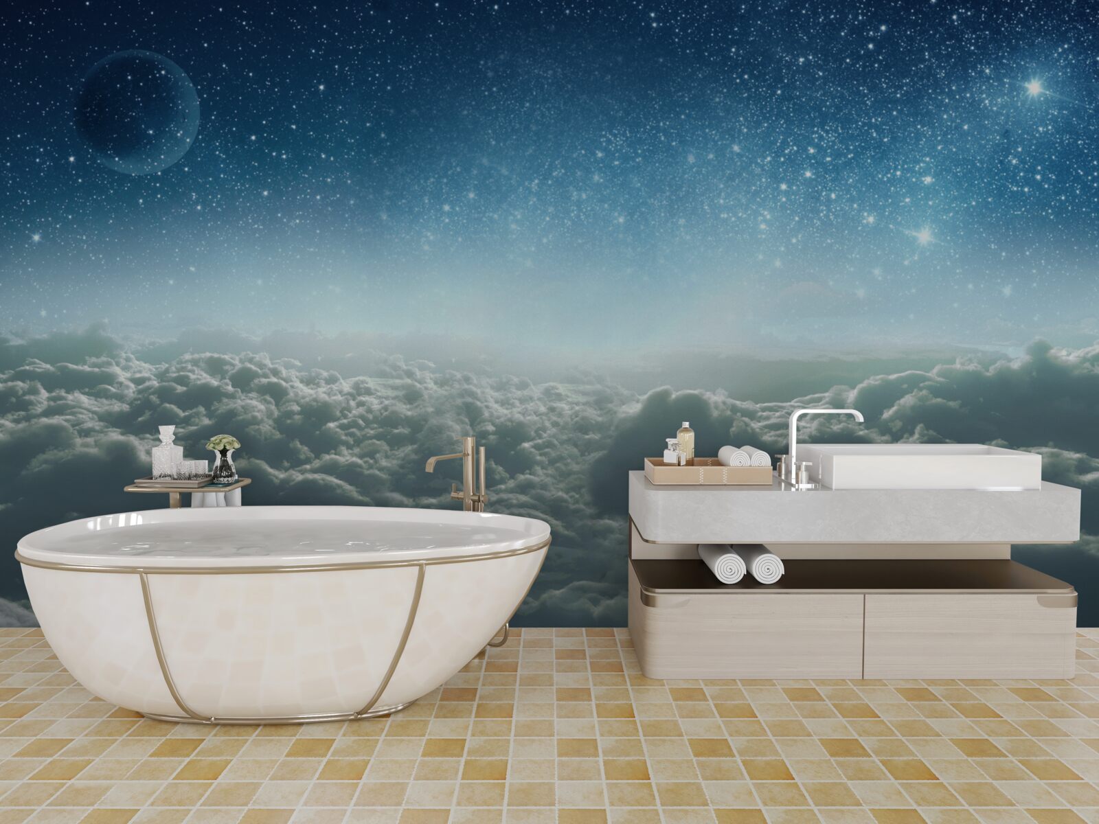 Фотошпалери чарівна хмарна велич зоряної ночі